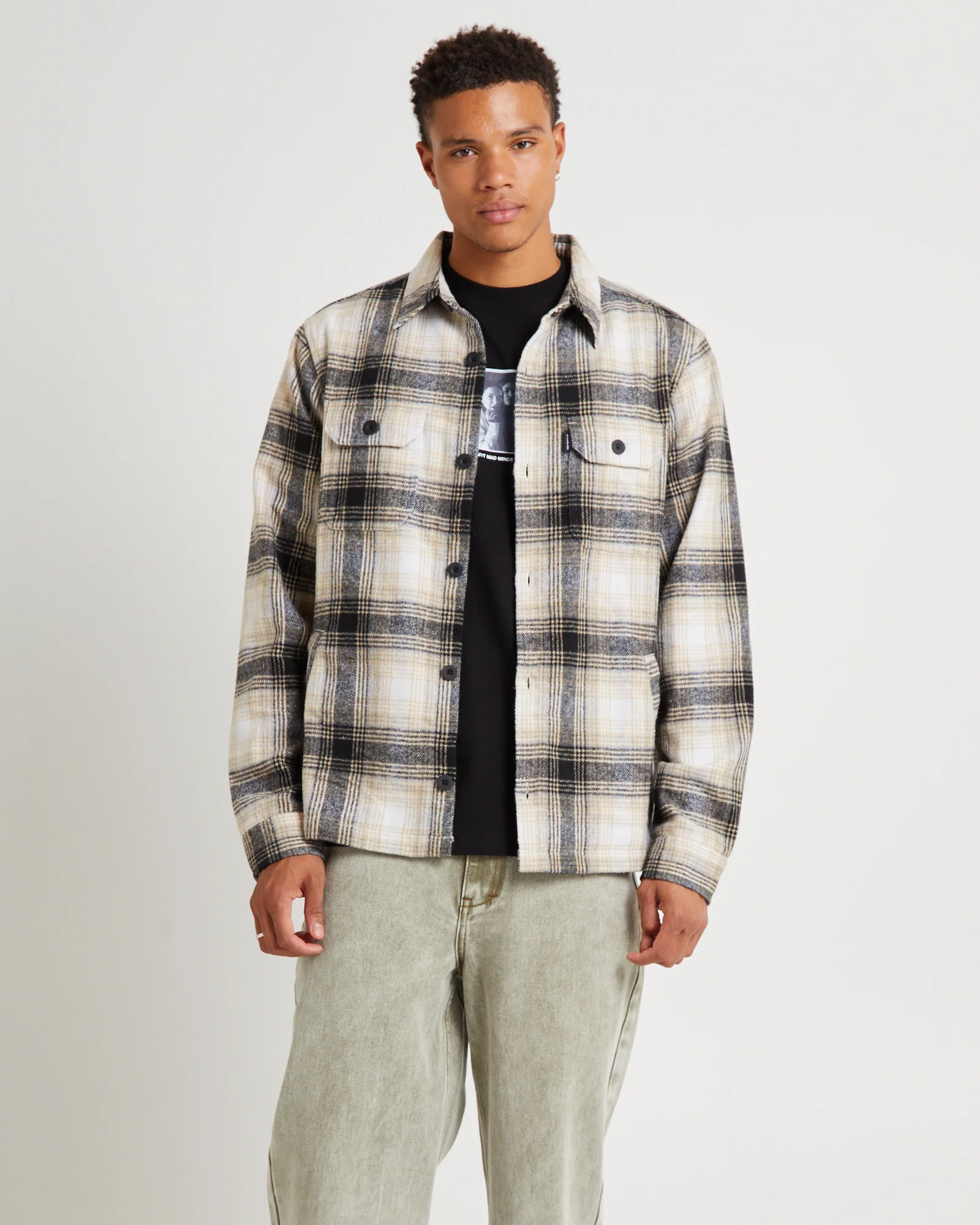 Lined Overshirt Black/Tan - Image 5