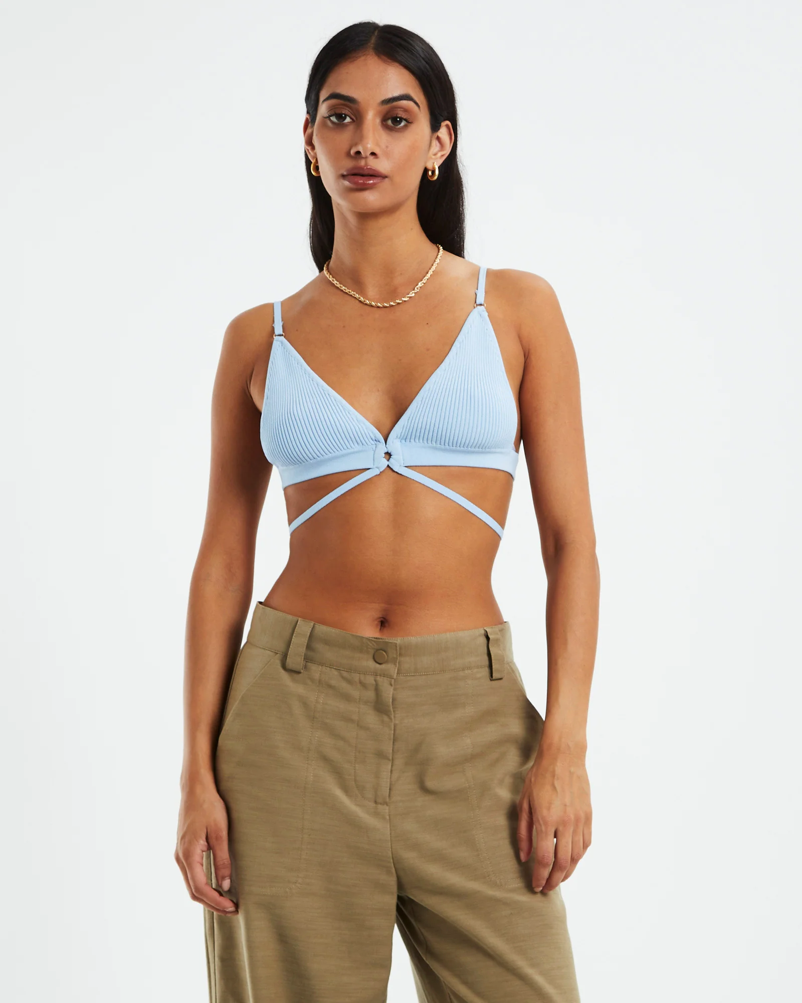 Lisa Strappy Knit Bralette Blue - Image 2