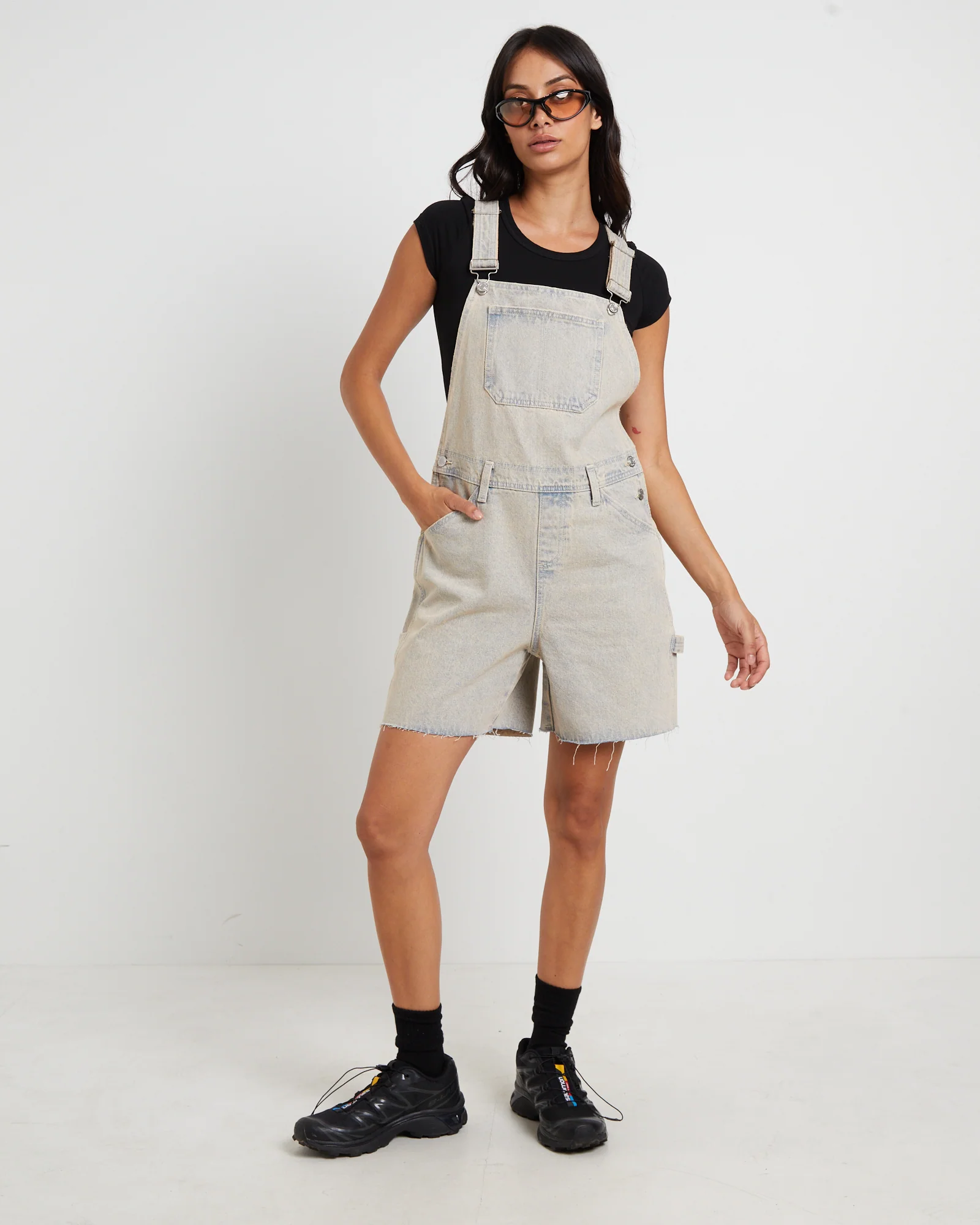 Longline Overdye Overalls in Peachy - Image 3