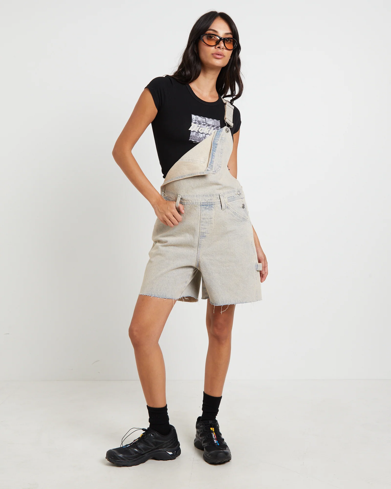 Longline Overdye Overalls in Peachy - Image 6