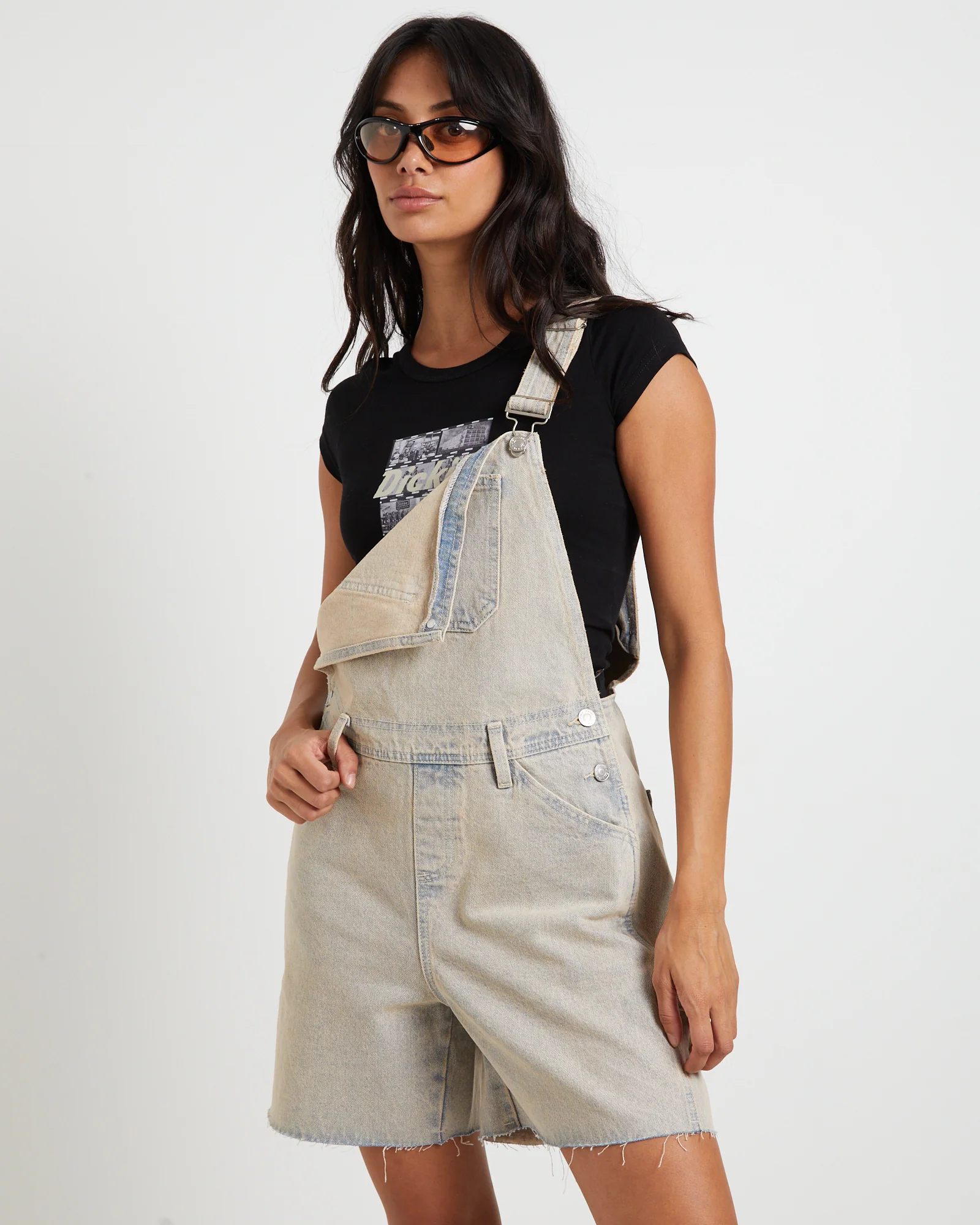Longline Overdye Overalls in Peachy - Image 7