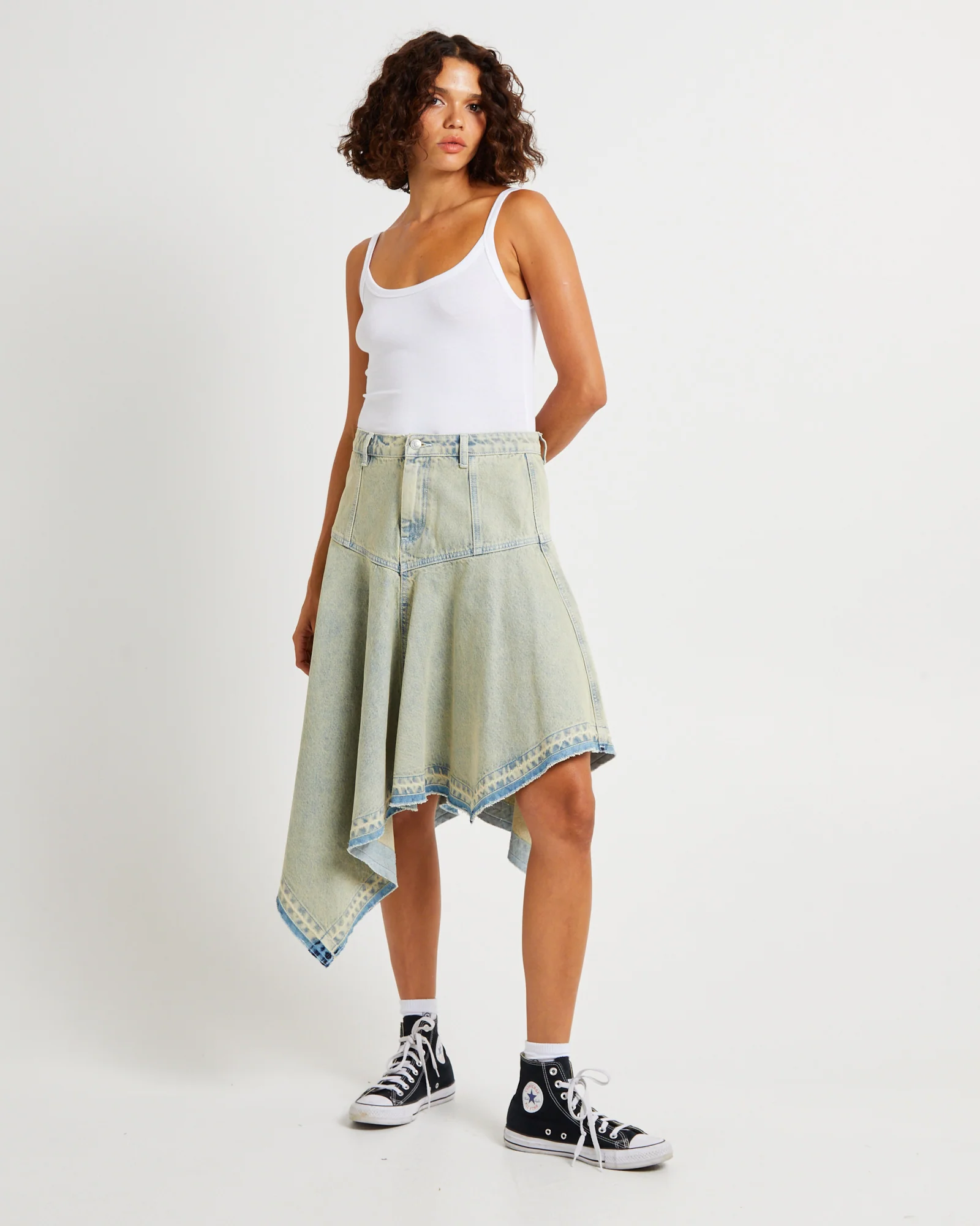 Lopez Handkerchief Hem Denim Skirt - Image 3