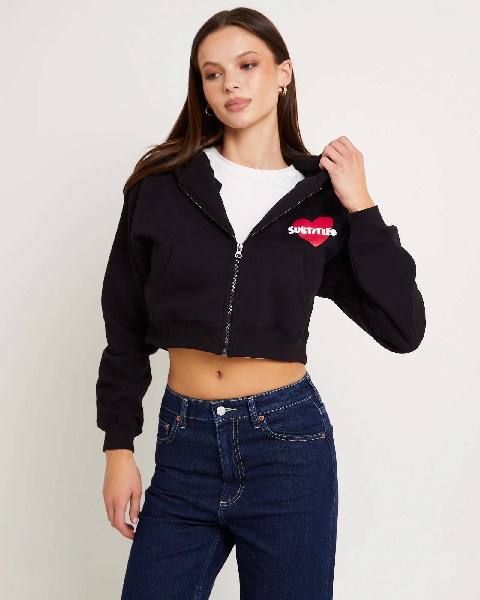 Lovers Club Cropped Zip Hoodie - Image 2