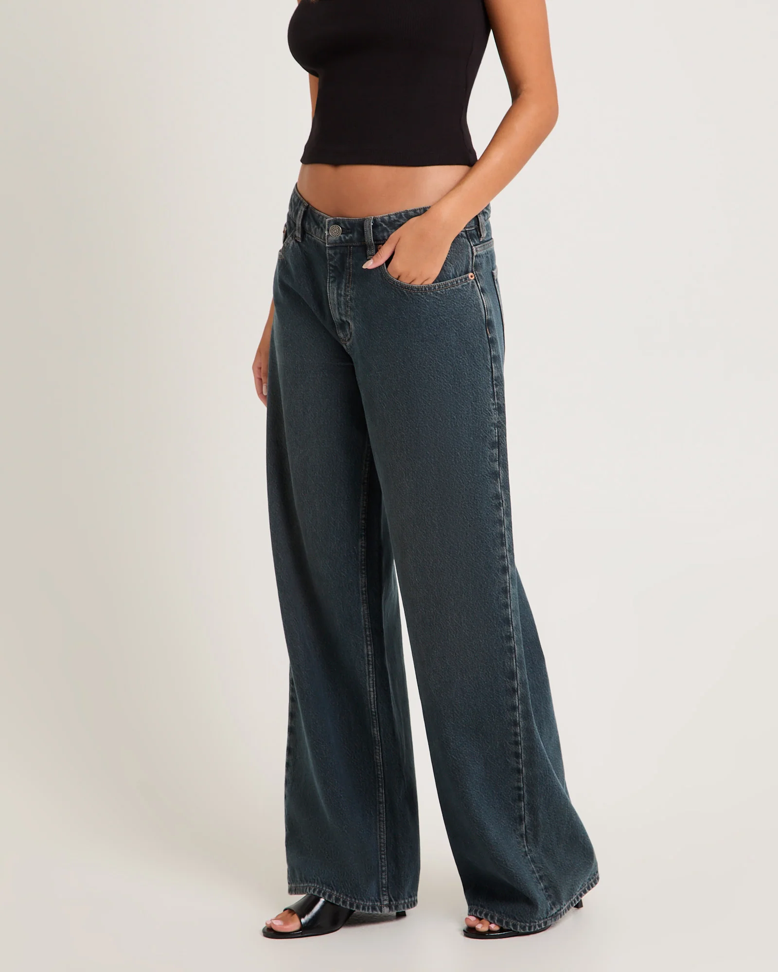 Low Slouched Denim Jeans Smoked Tea - Image 4
