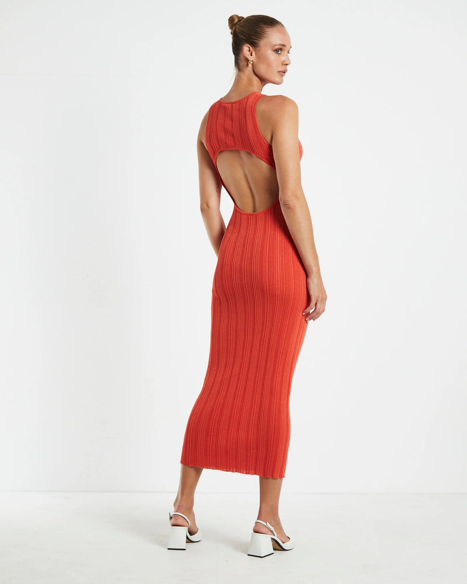 Lucinda Cut Out Midi Dress Burnt Red - Image 2