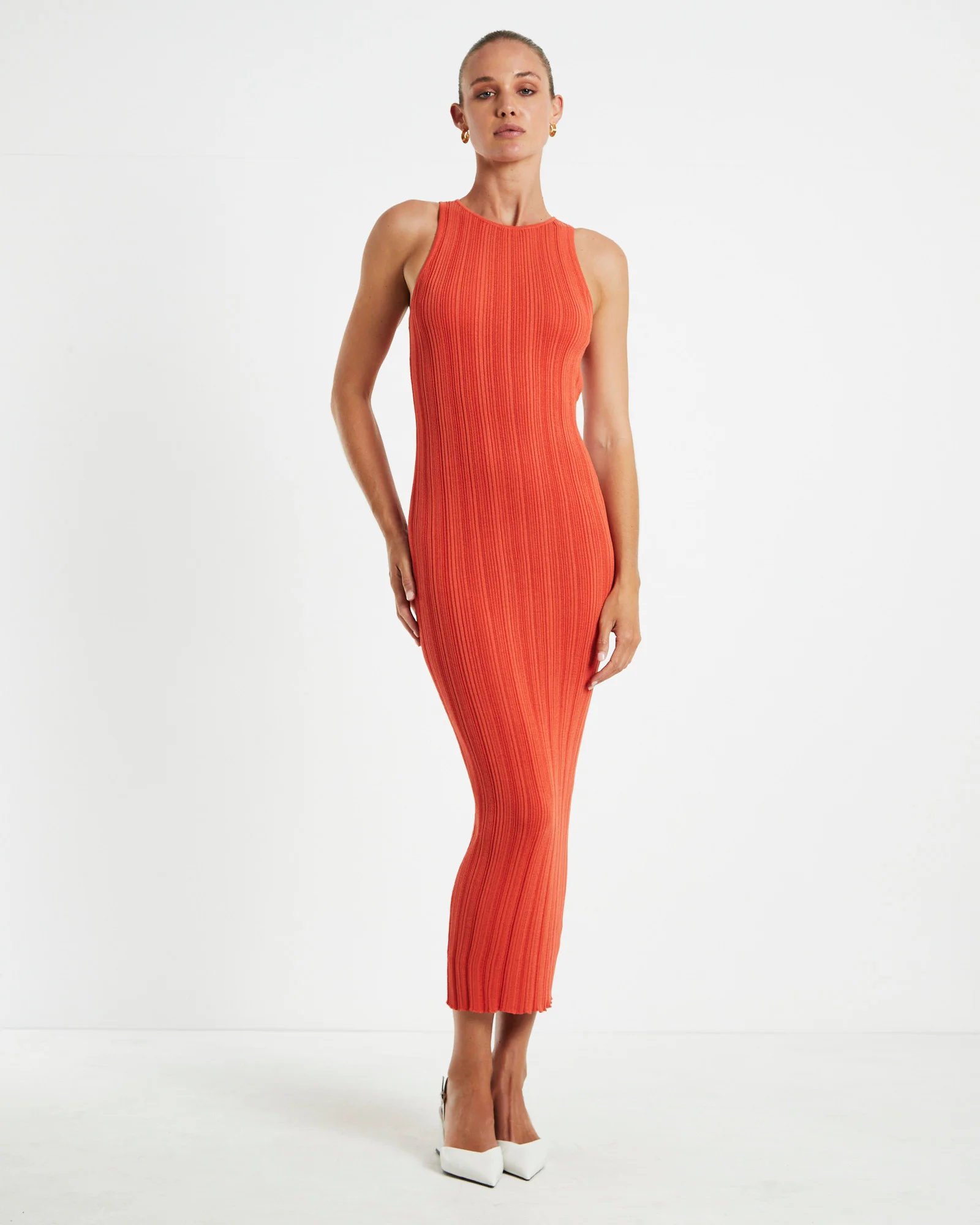 Lucinda Cut Out Midi Dress Burnt Red - Image 3