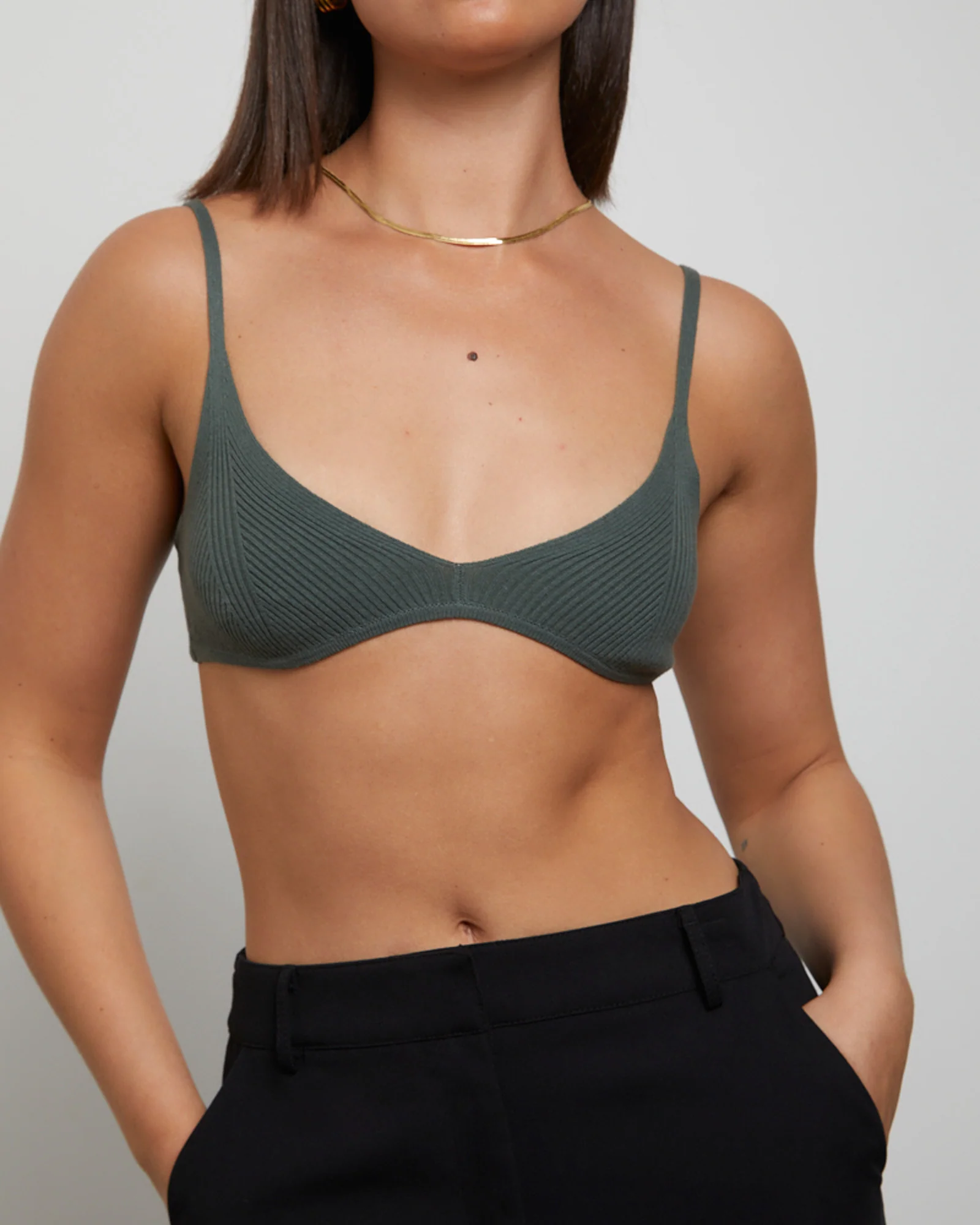 Luxe Knitted Bralette Green - Image 5