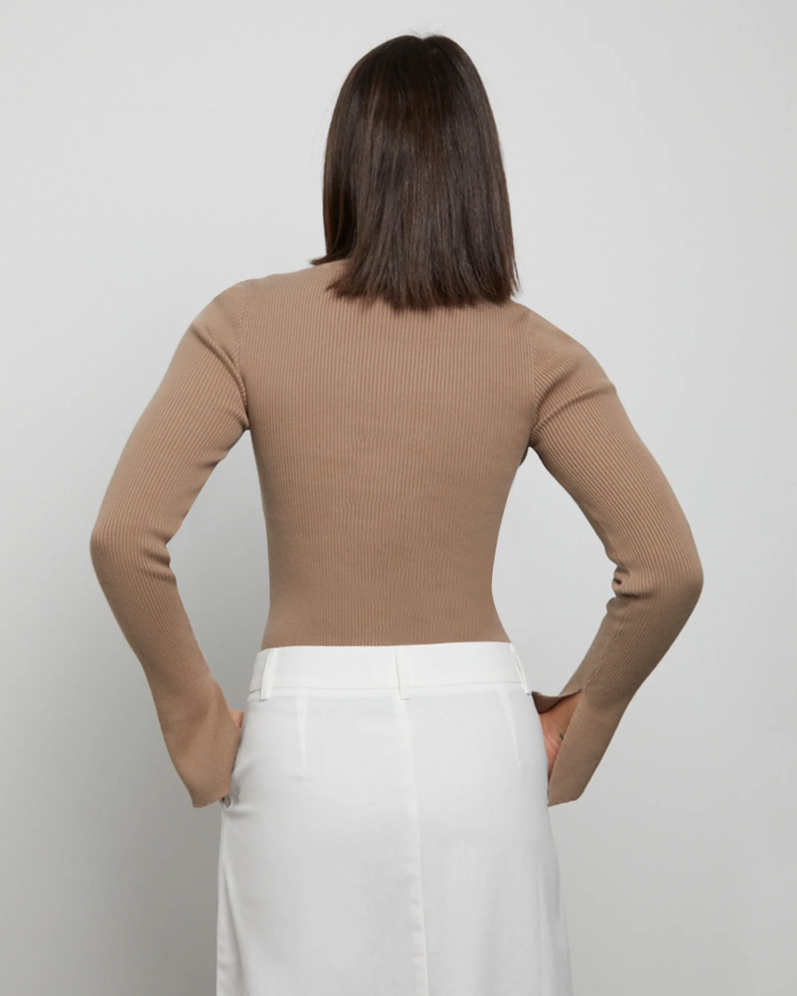 Luxe Knitted Long Sleeve Top in Cocoa Brown - Image 2