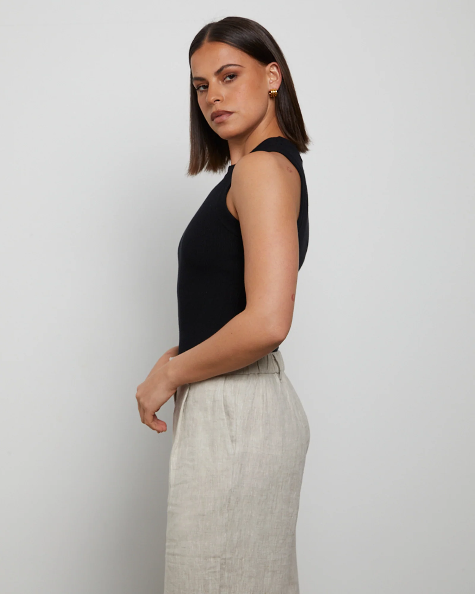 Luxe Knitted Tank Top in Black - Image 4