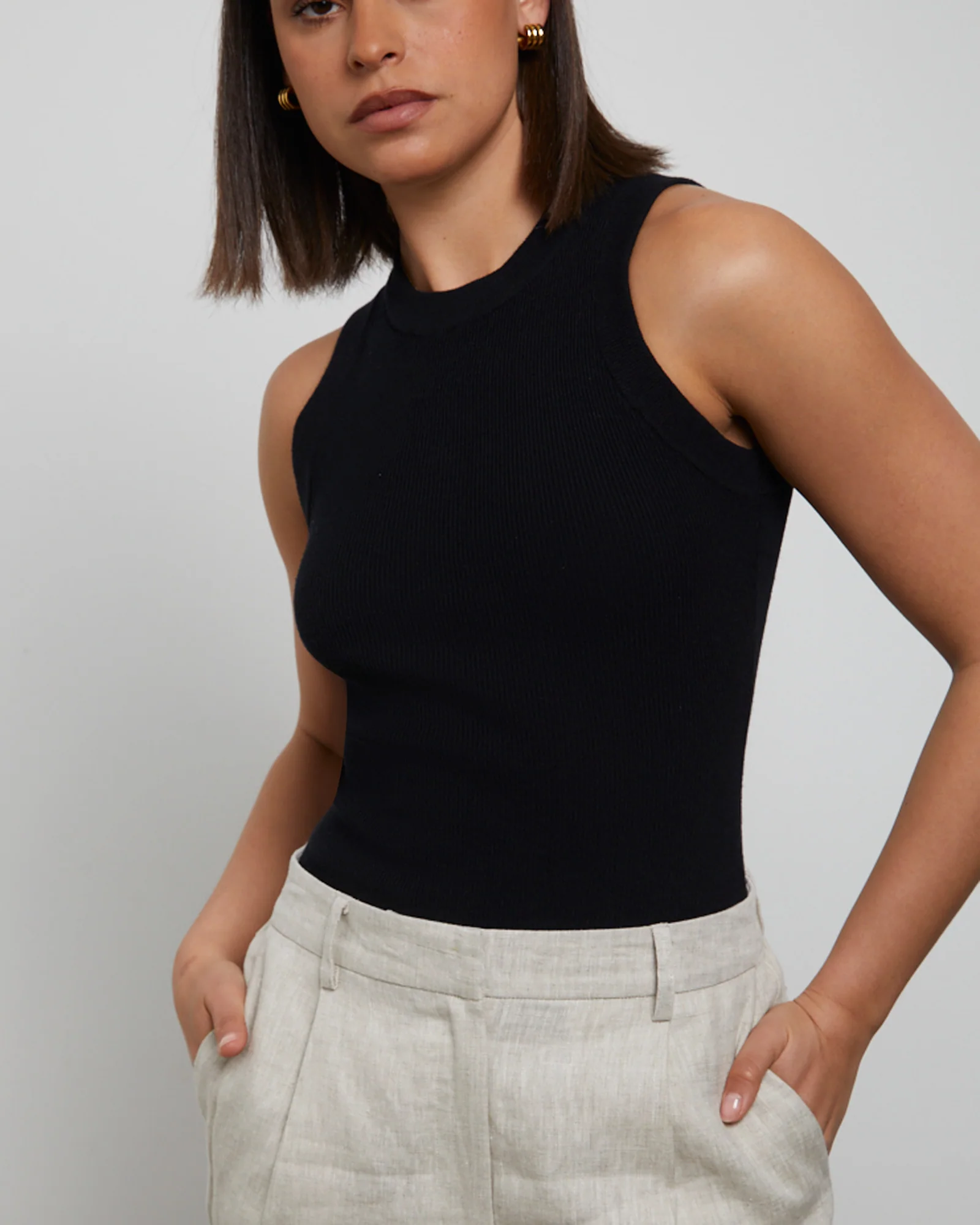 Luxe Knitted Tank Top in Black - Image 5