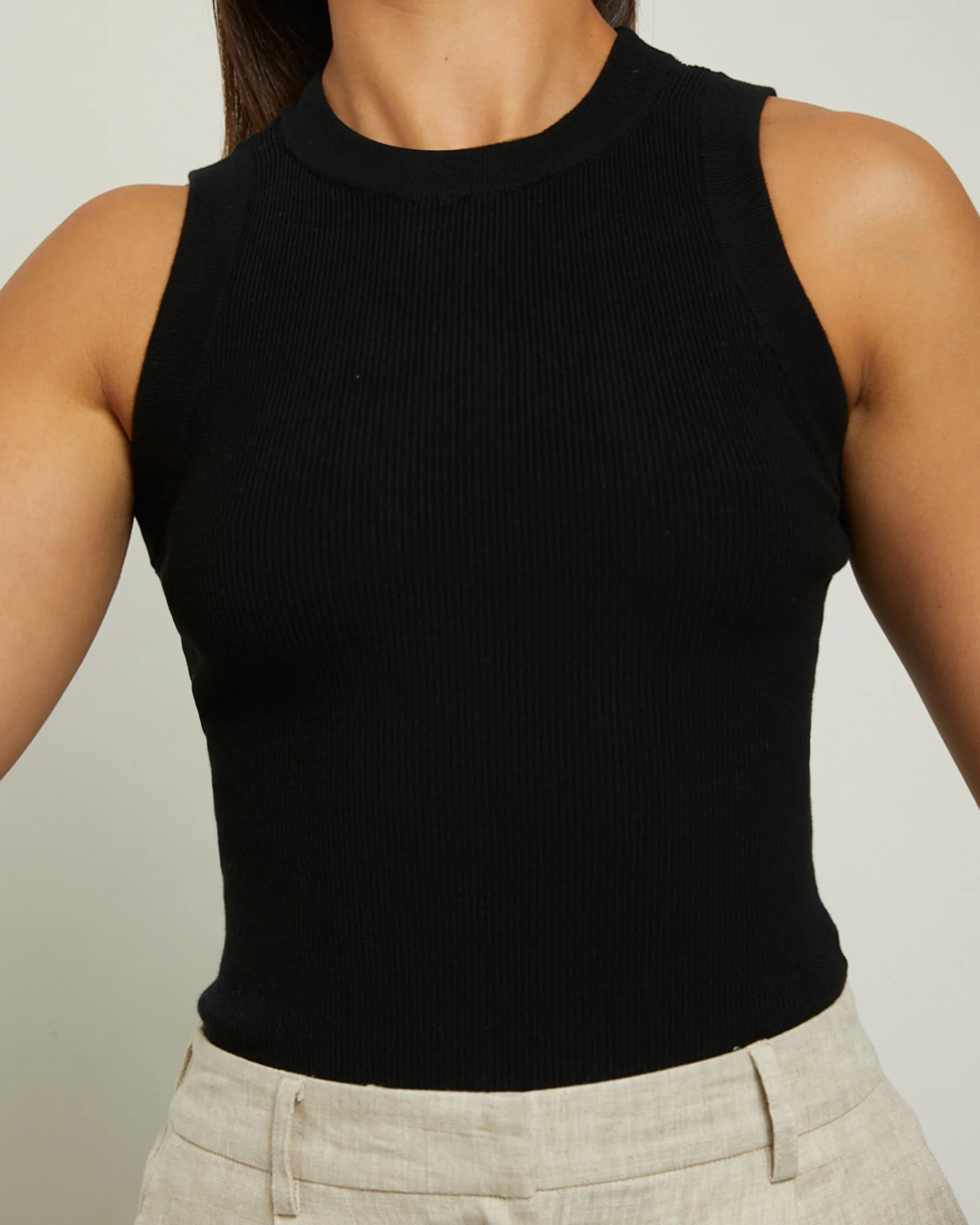 Luxe Knitted Tank Top in Black - Image 6