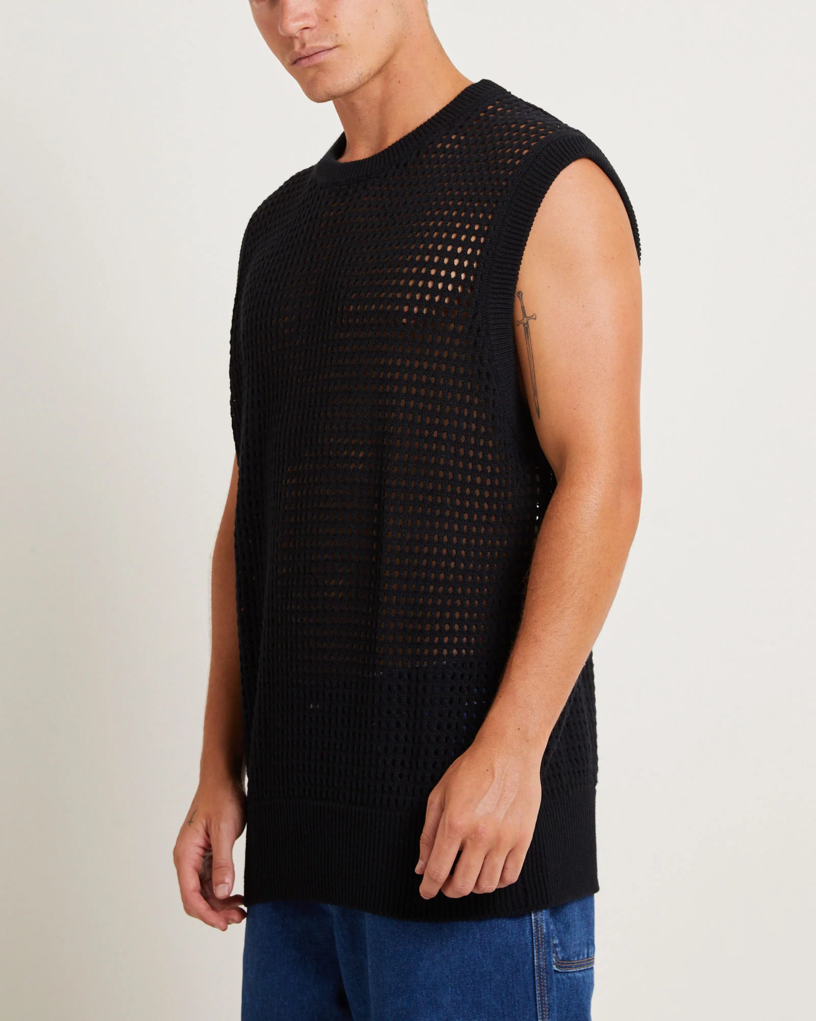 Lydo Net Knit Vest in Black - Image 5