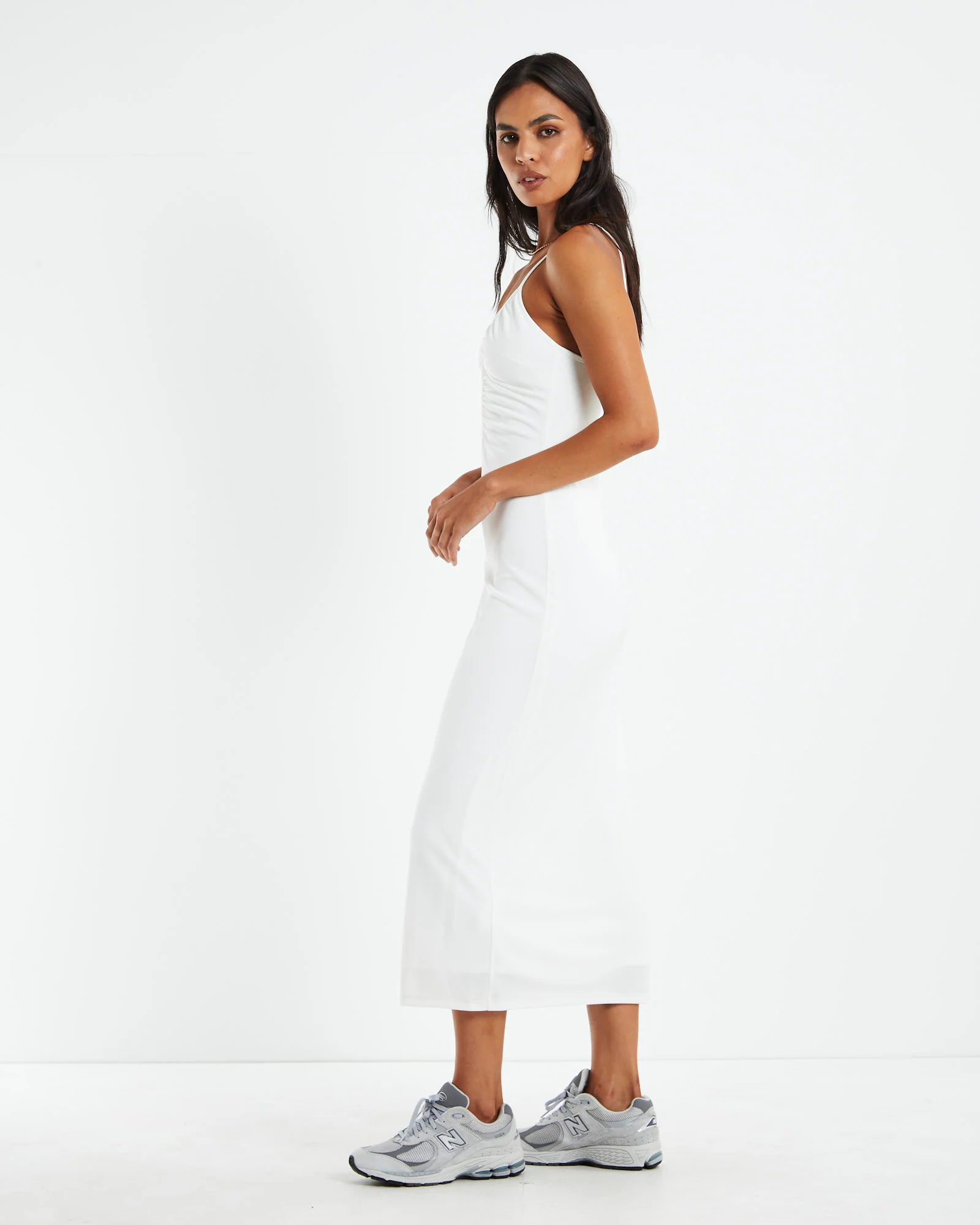 Marissa Slinky Keyhole Dress Off White - Image 4