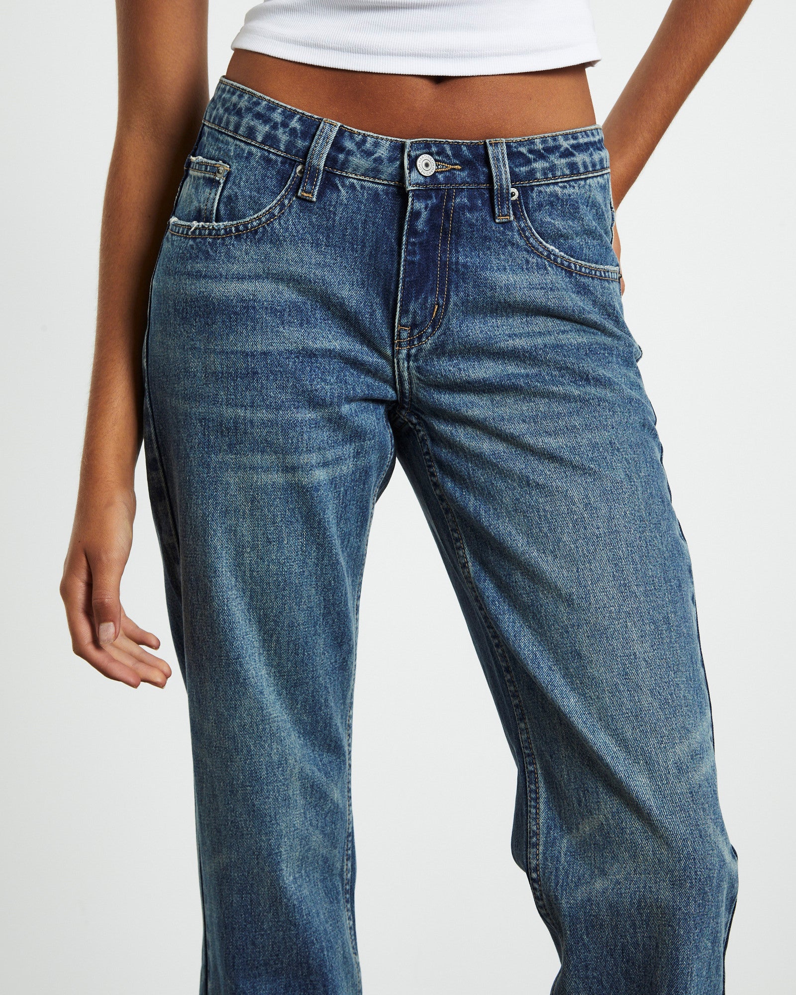 Marley Low Rise Straight Leg Jeans Vintage Tint Blue - Image 5