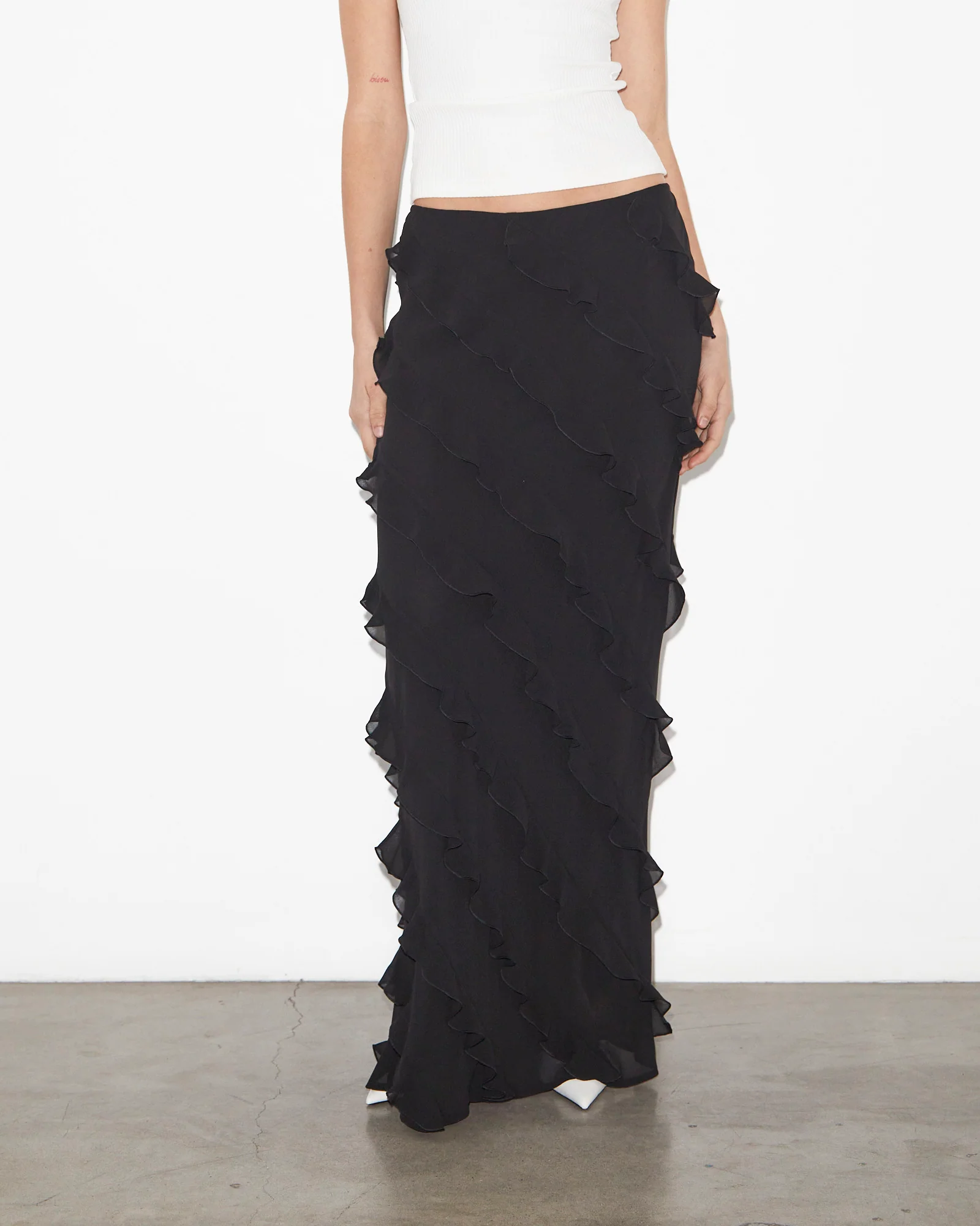 Marta Ruffle Skirt in Black - Image 3