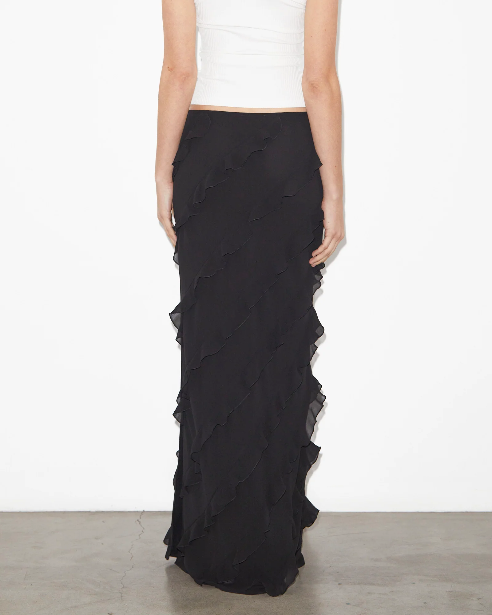 Marta Ruffle Skirt in Black - Image 4
