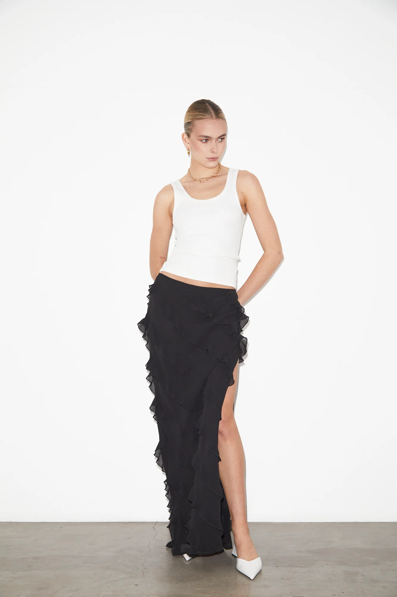 Marta Ruffle Skirt in Black - Image 5