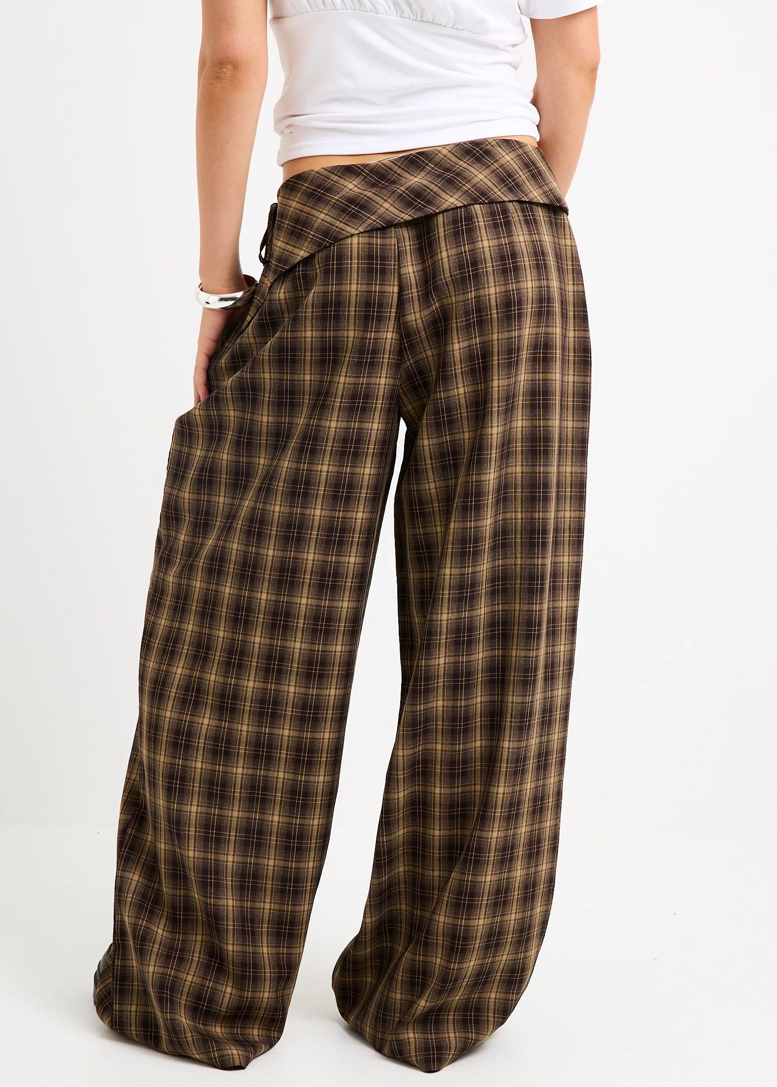 Martha Fold Over Check Pants - Image 3