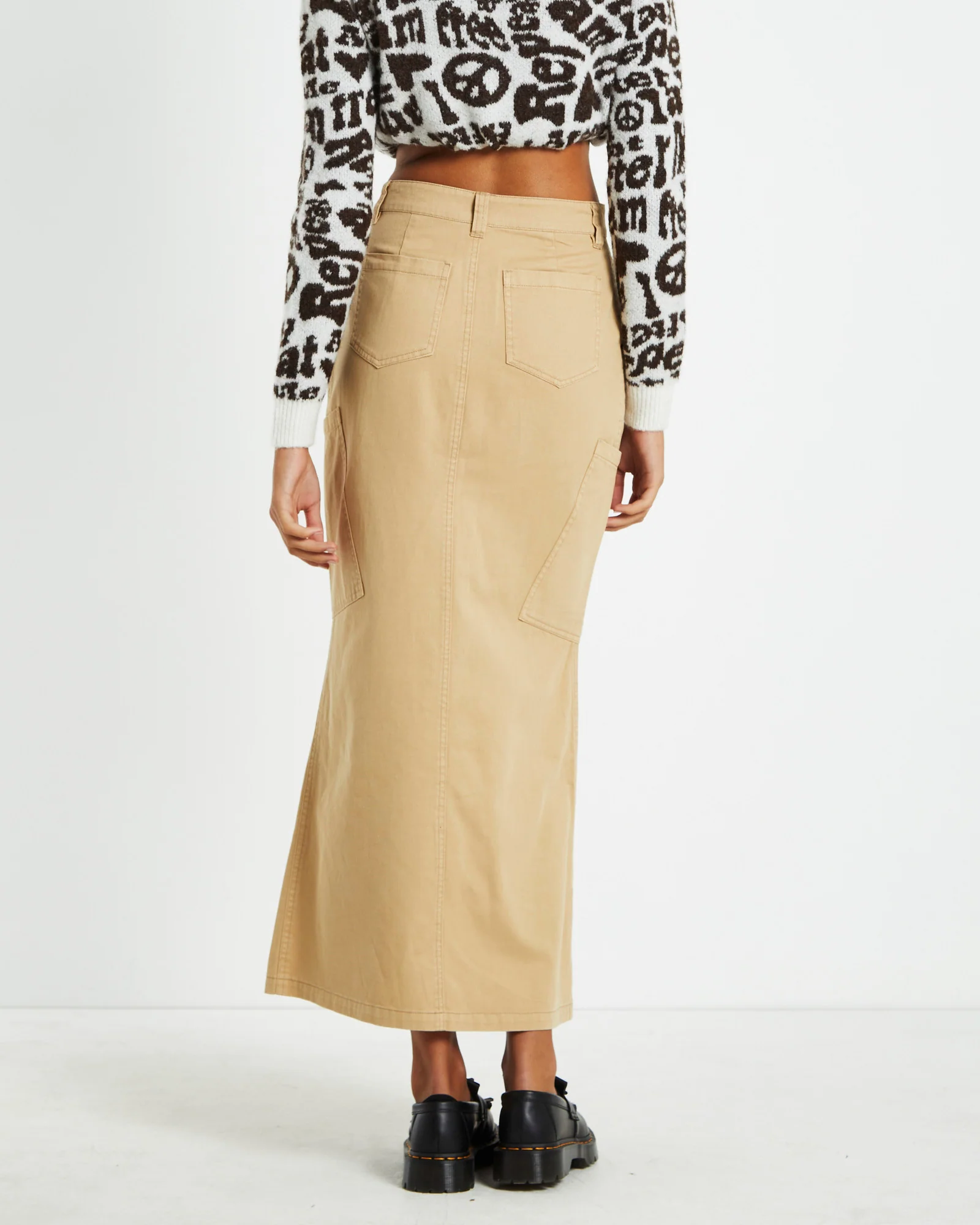 Maxi Canvas Cargo Denim Skirt - Image 2