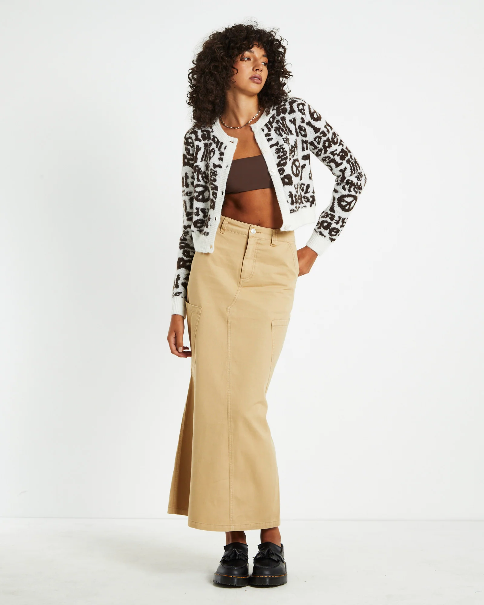 Maxi Canvas Cargo Denim Skirt - Image 3