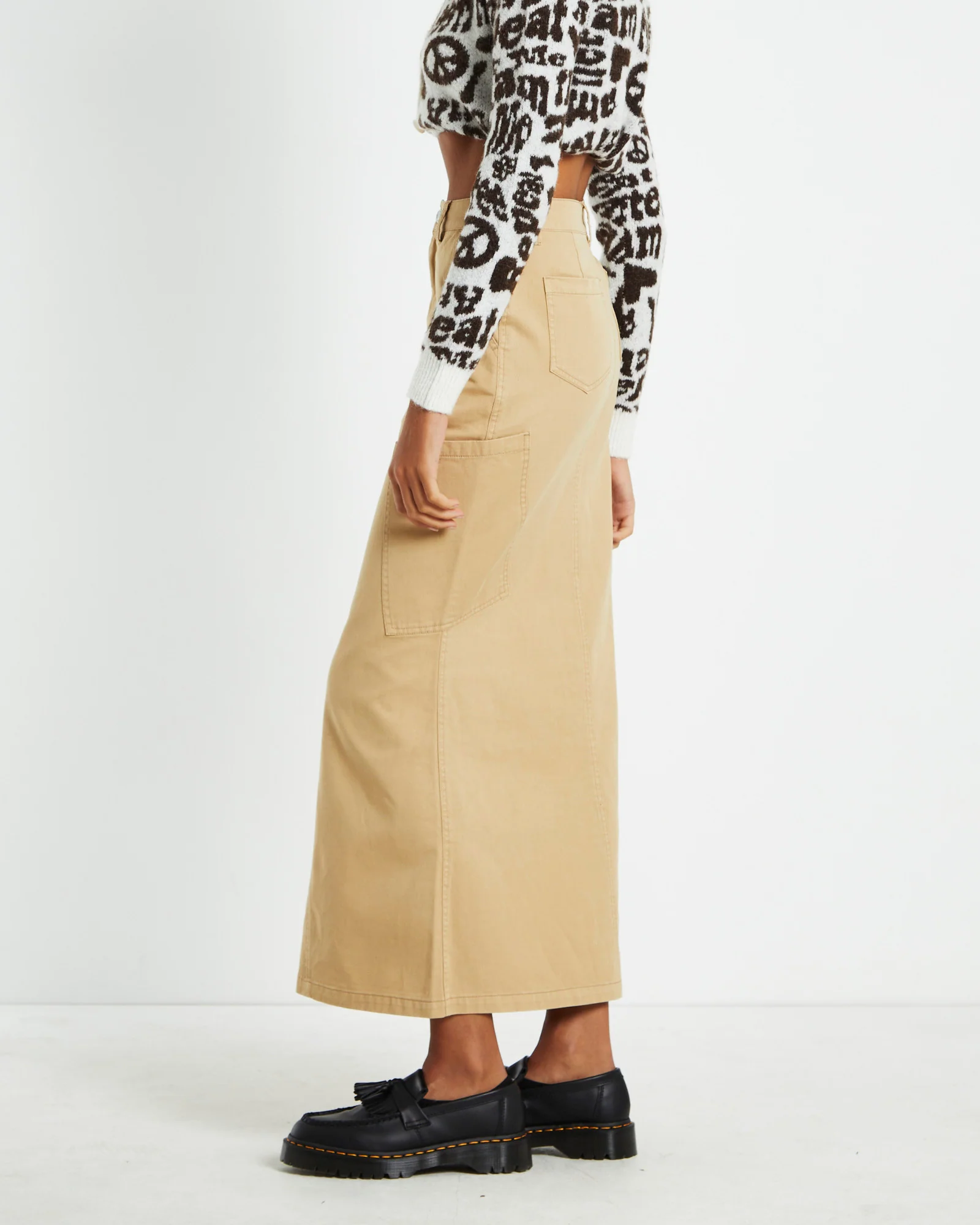 Maxi Canvas Cargo Denim Skirt - Image 4