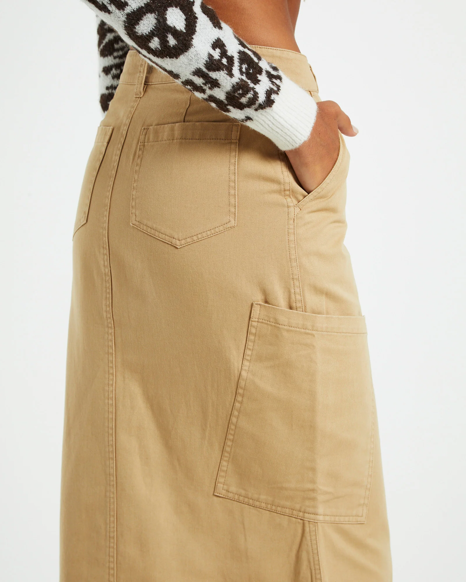 Maxi Canvas Cargo Denim Skirt - Image 6