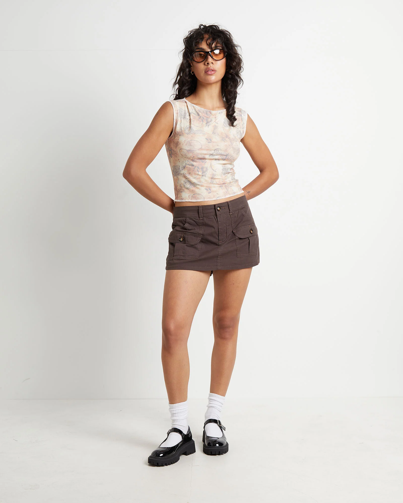 Maxine Tattoo Print Contrast Stitch Top in Assorted - Image 3