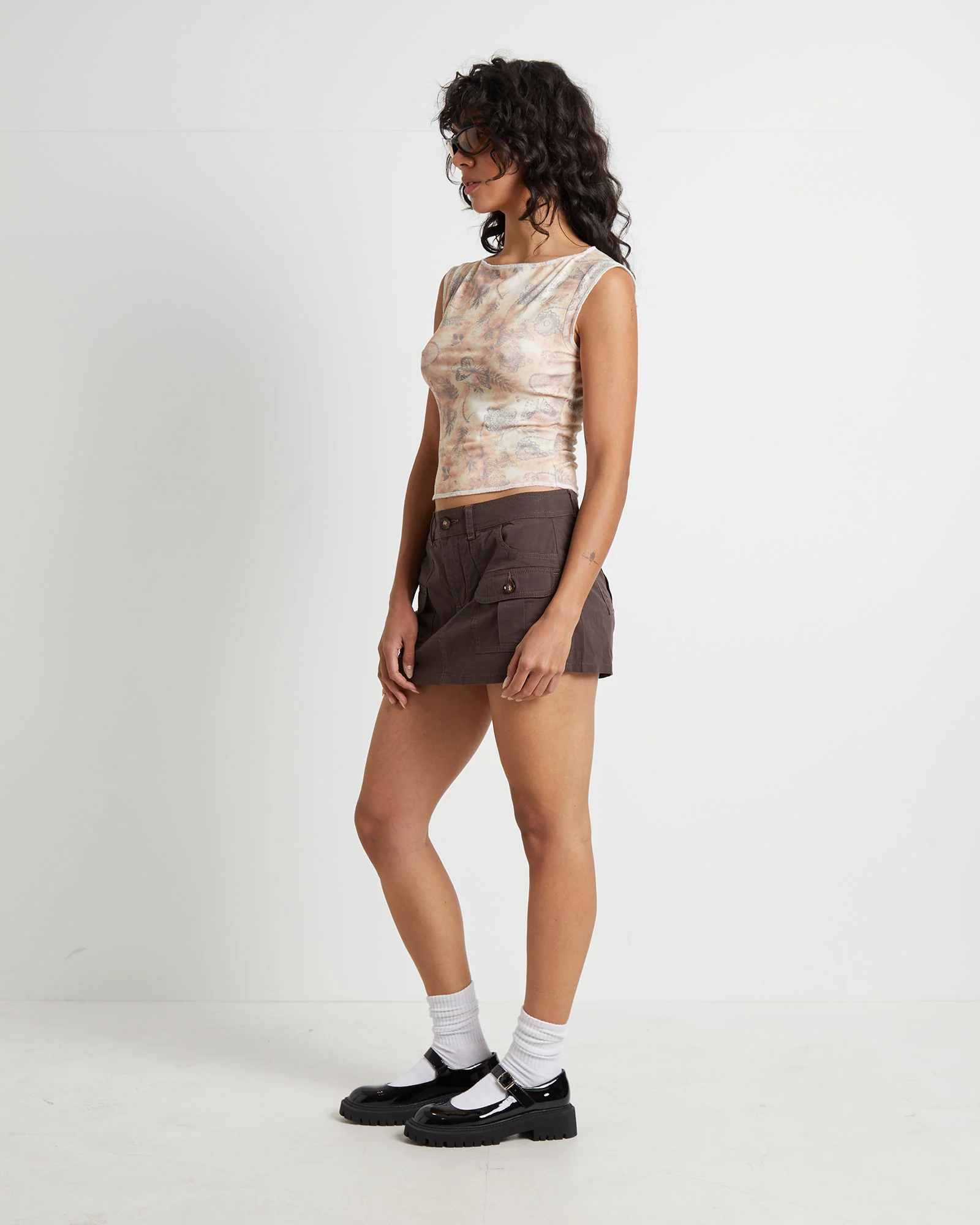 Maxine Tattoo Print Contrast Stitch Top in Assorted - Image 4