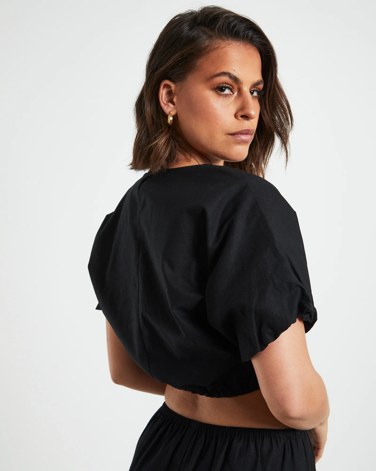 Melody Linen Puff Short Sleeve Top - Image 5
