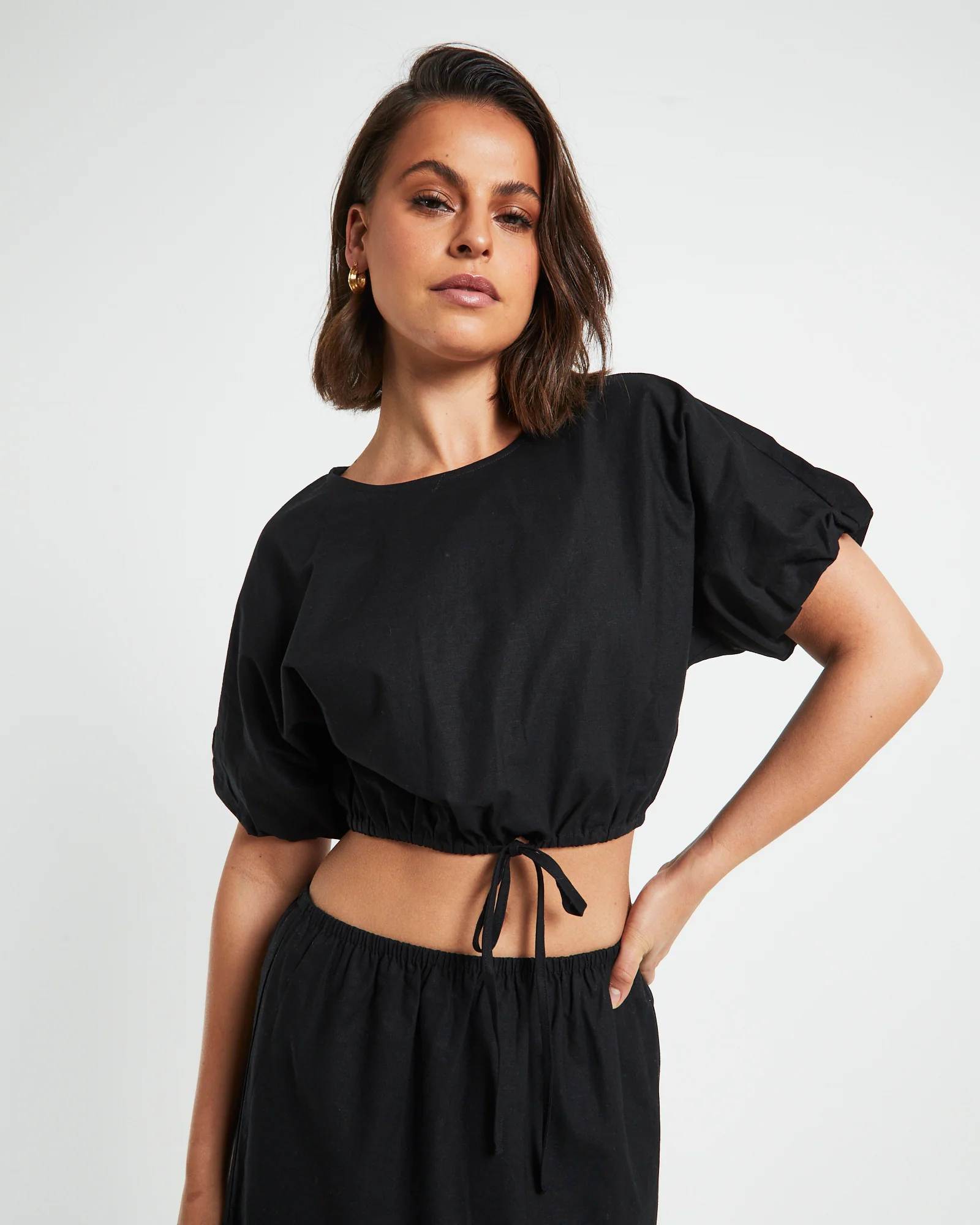 Melody Linen Puff Short Sleeve Top - Image 6