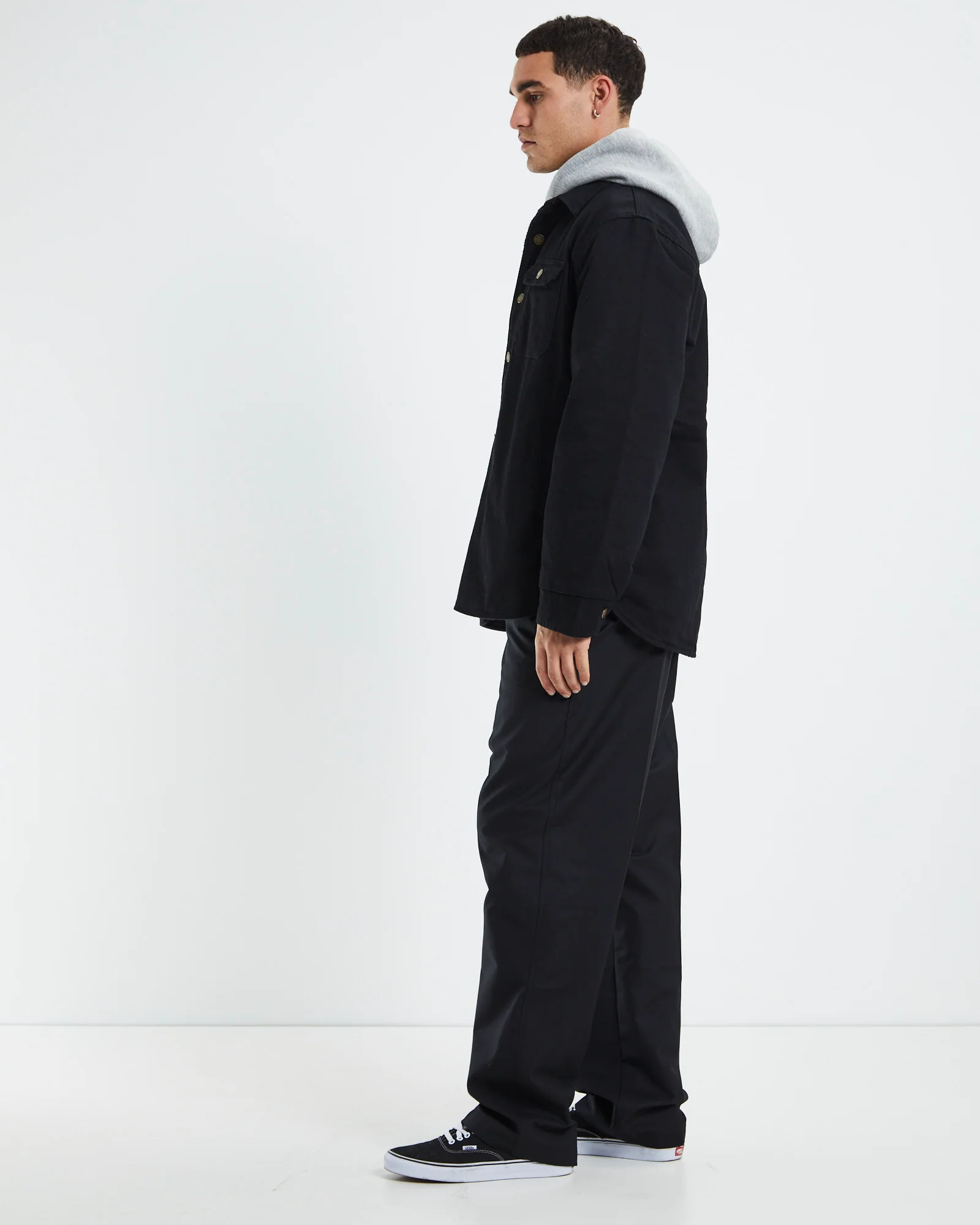 Men At Work Drill Shacket Black - Image 4