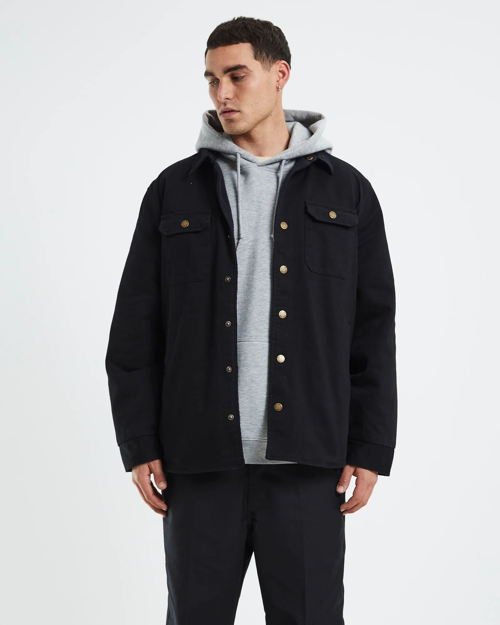 Men At Work Drill Shacket Black - Image 5