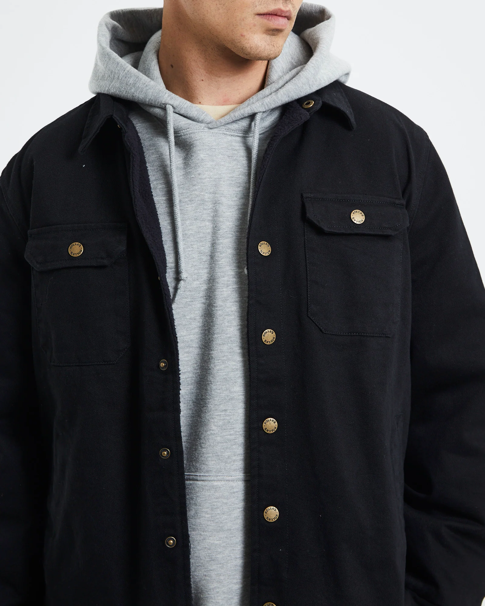 Men At Work Drill Shacket Black - Image 6