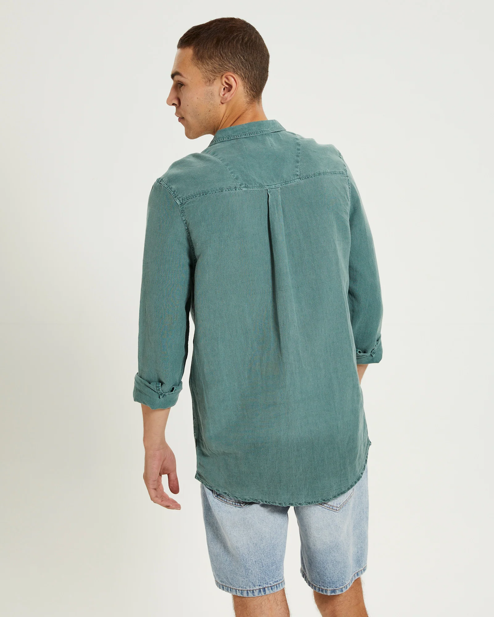 Men At Work Hemp Long Sleeve Shirt Green - Image 2