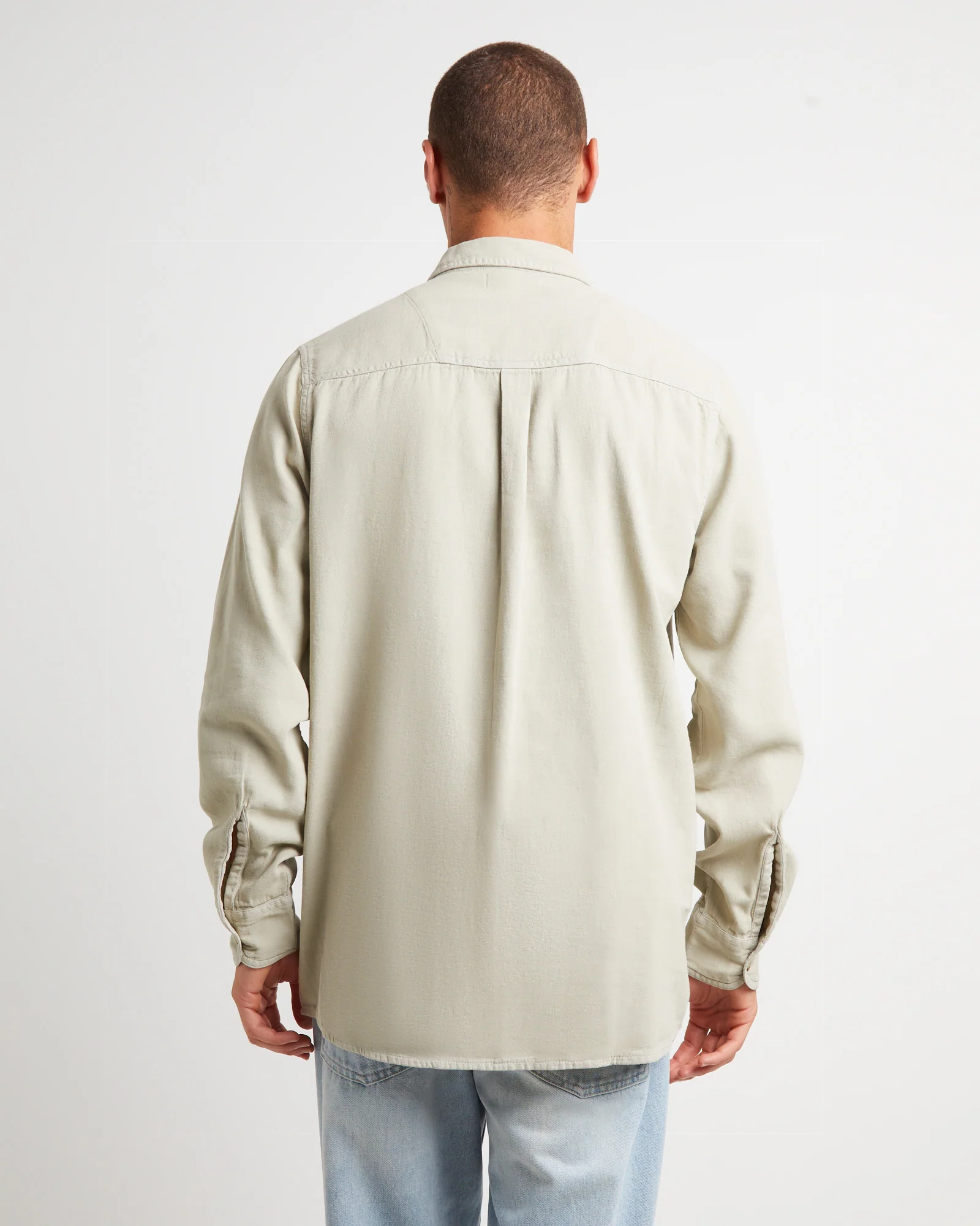 Men At Work Oxford Long Sleeve Shirt in Cement - Image 2
