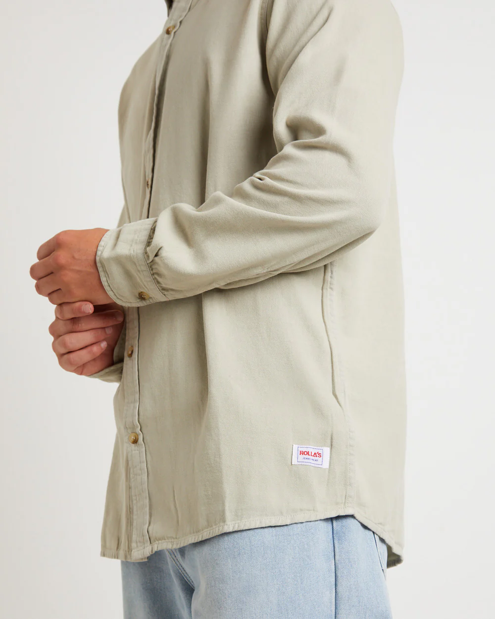 Men At Work Oxford Long Sleeve Shirt in Cement - Image 5