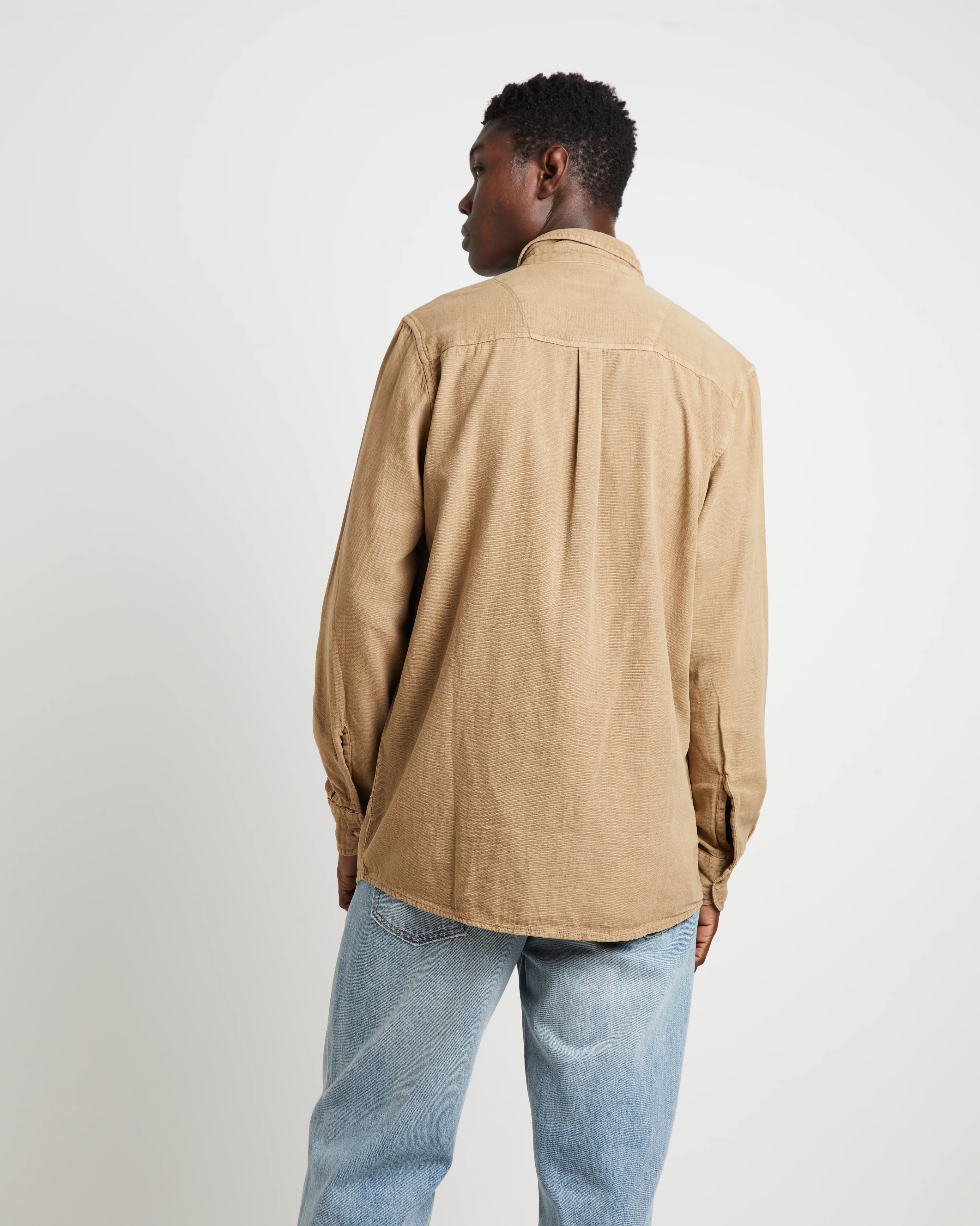 Men At Work Oxford Long Sleeve Shirt in Sand - Image 2