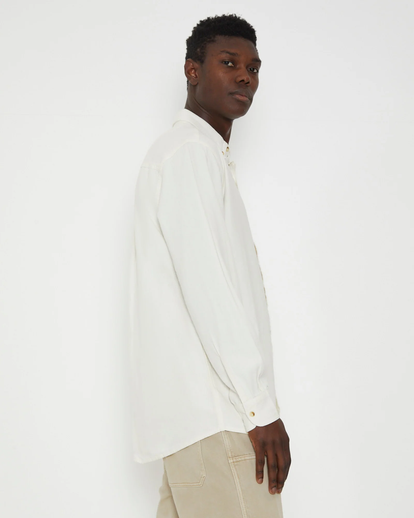 Men At Work Oxford Long Sleeve Shirt in White - Image 5