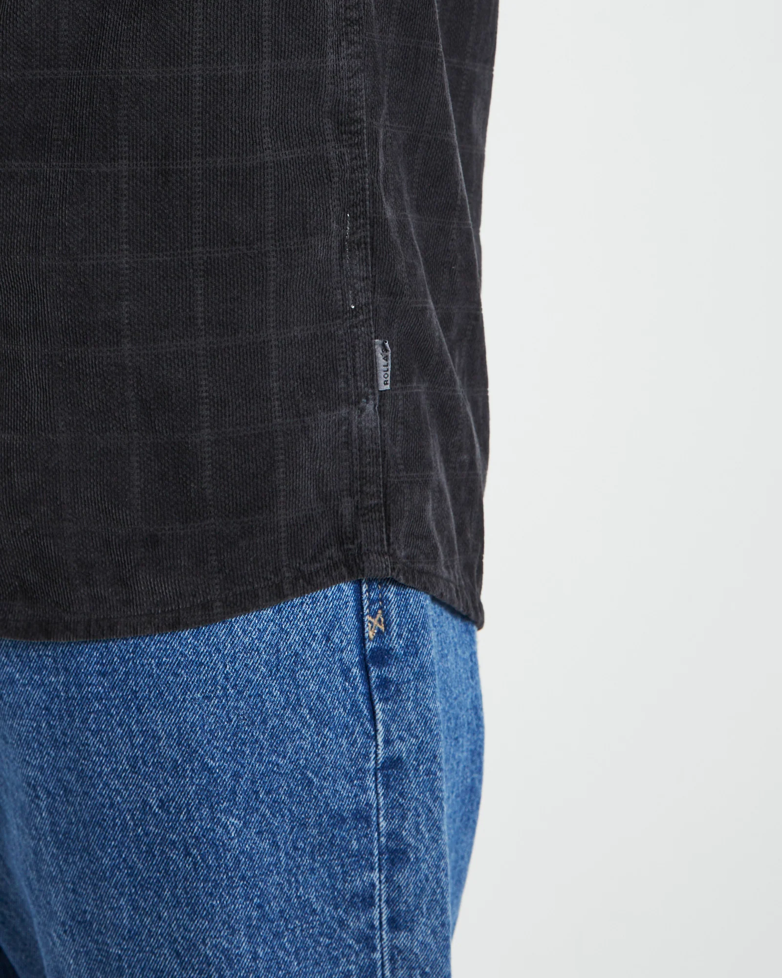 Men At Work Tile Cord Long Sleeve Shirt in Black - Image 6