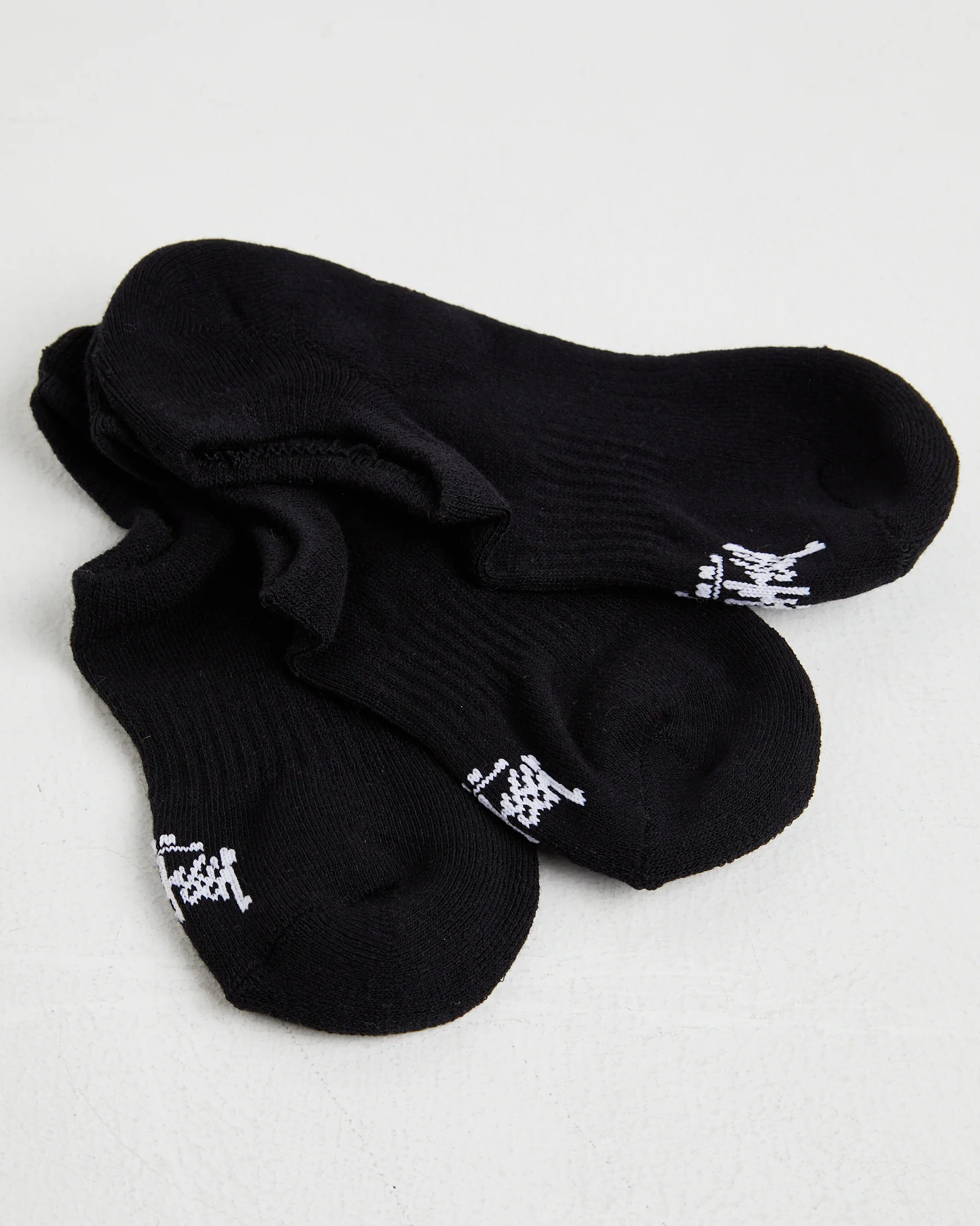 Mens Graffiti No Show Socks 3 Pack in Black - Image 2