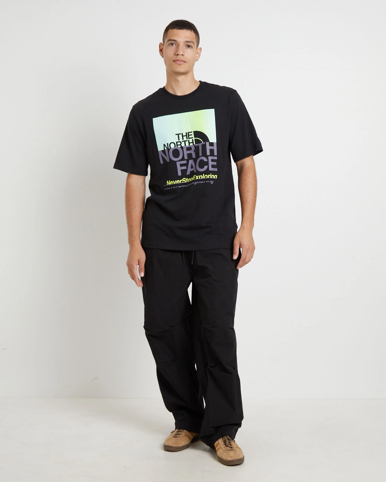 Men's Short Sleeve Coordinates T-Shirt in TNF Black/LED Yellow - Image 3