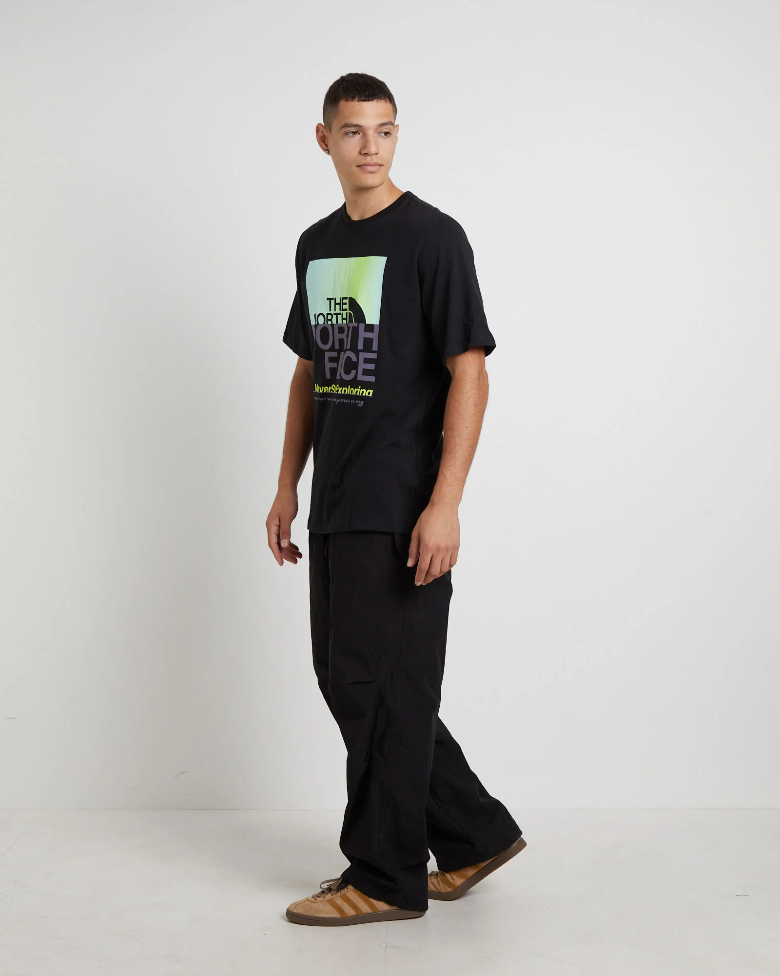 Men's Short Sleeve Coordinates T-Shirt in TNF Black/LED Yellow - Image 4
