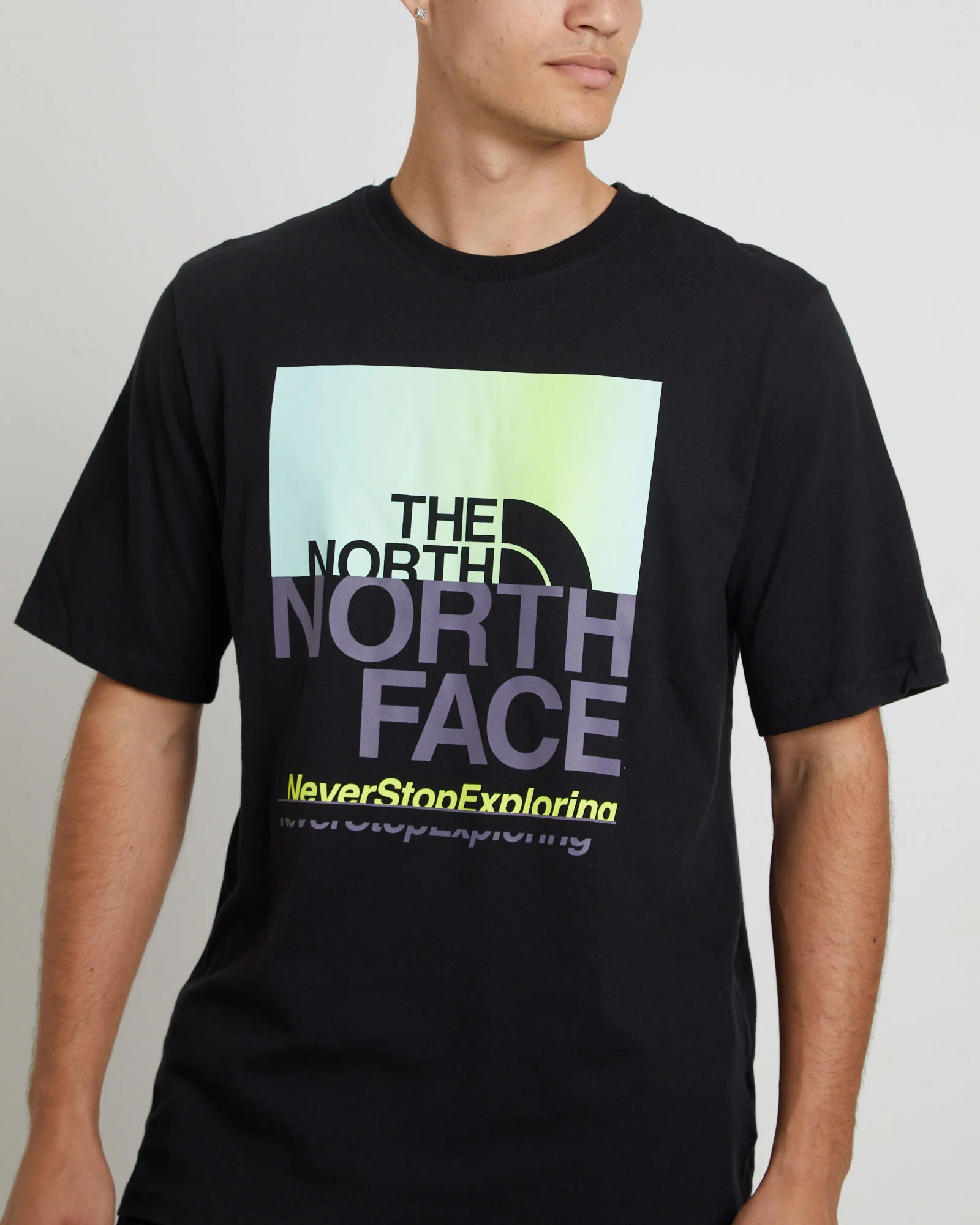 Men's Short Sleeve Coordinates T-Shirt in TNF Black/LED Yellow - Image 5