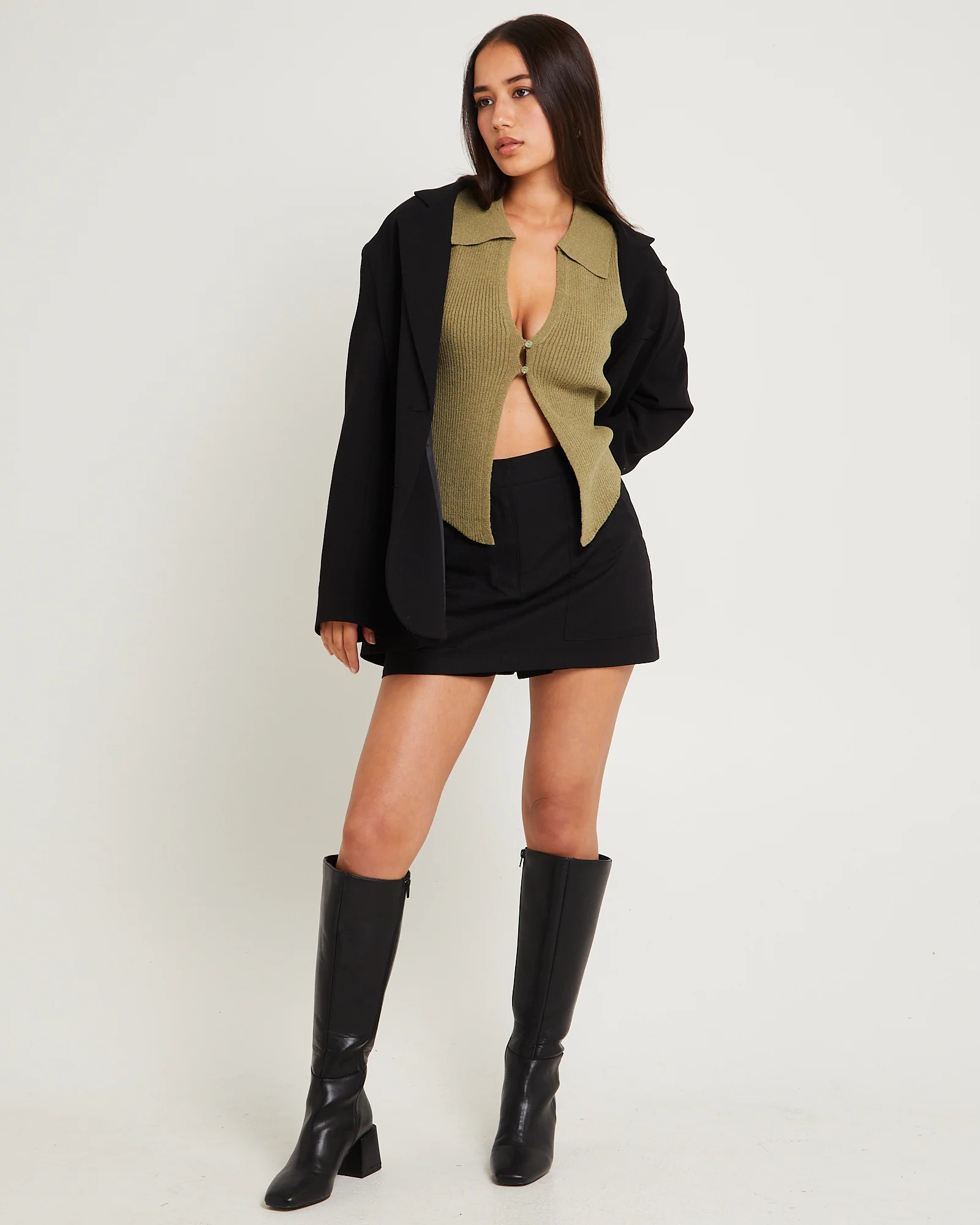 Meryl Ribbed Collar Knit Top - Image 3
