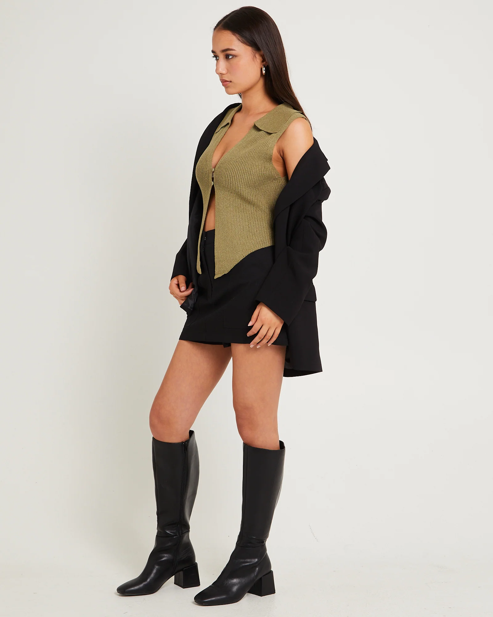 Meryl Ribbed Collar Knit Top - Image 4