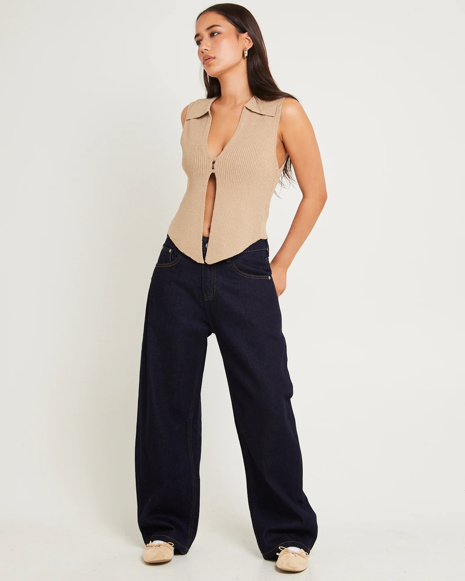 Meryl Ribbed Collar Knit Top - Image 3