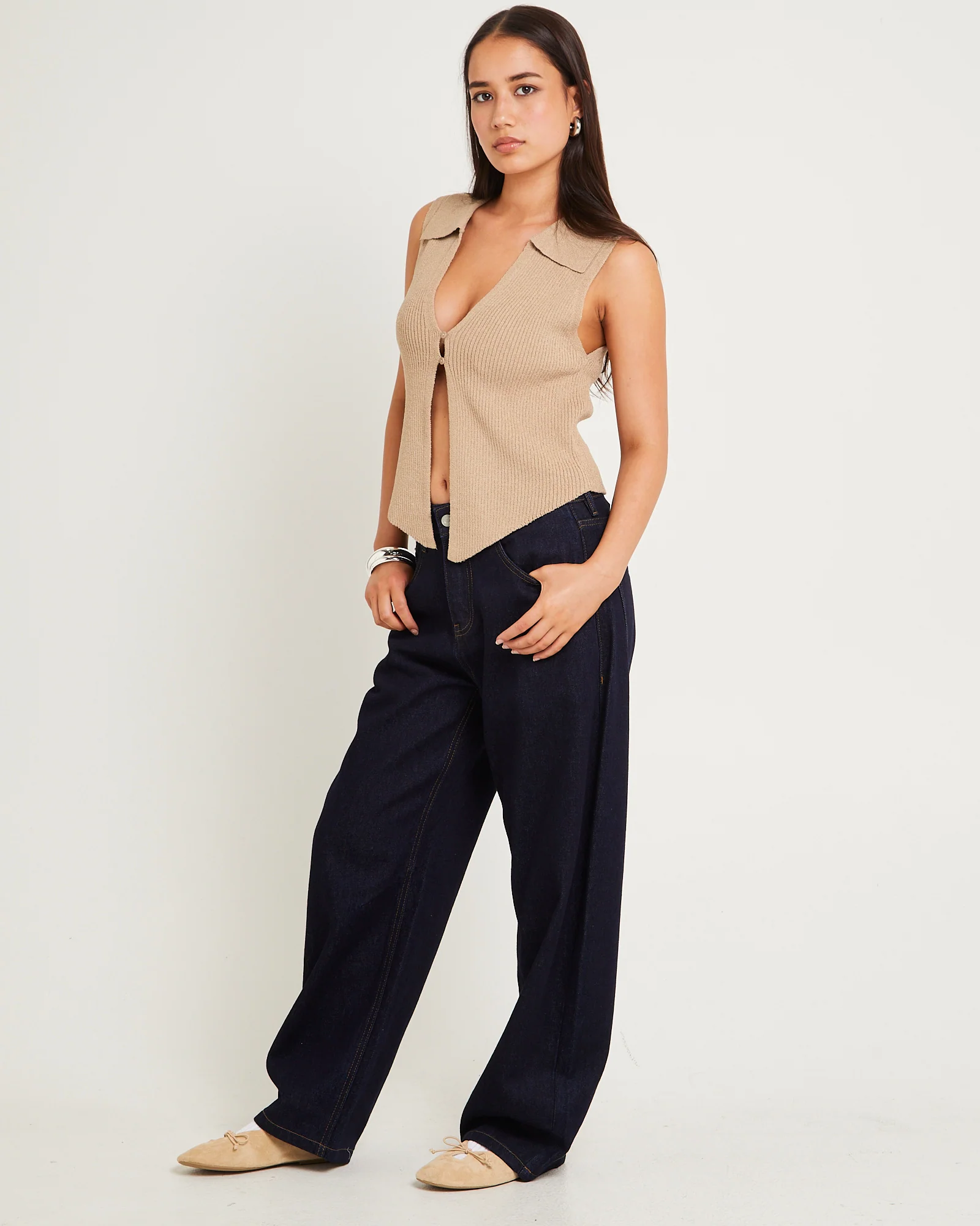 Meryl Ribbed Collar Knit Top - Image 4