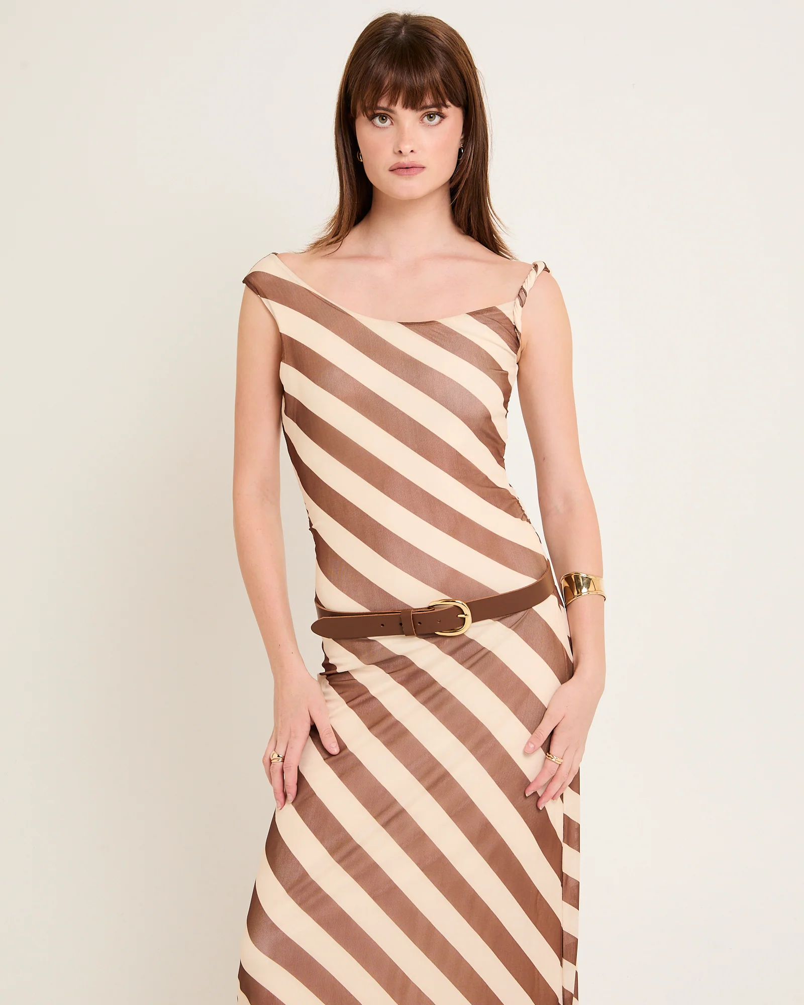 Mesh Stripe Maxi Dress - Image 4