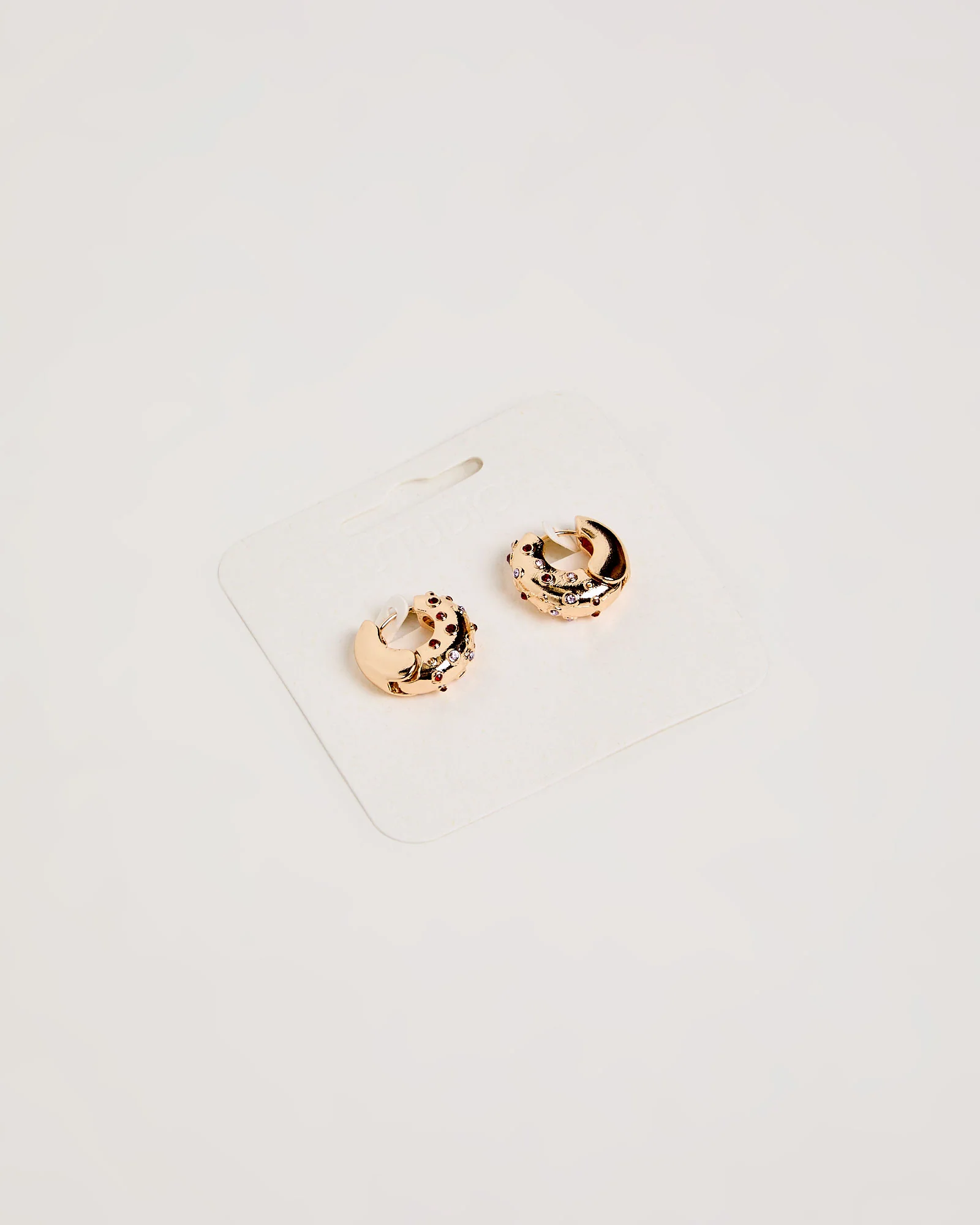 Metal And Stone Hoops Earrings - Image 3