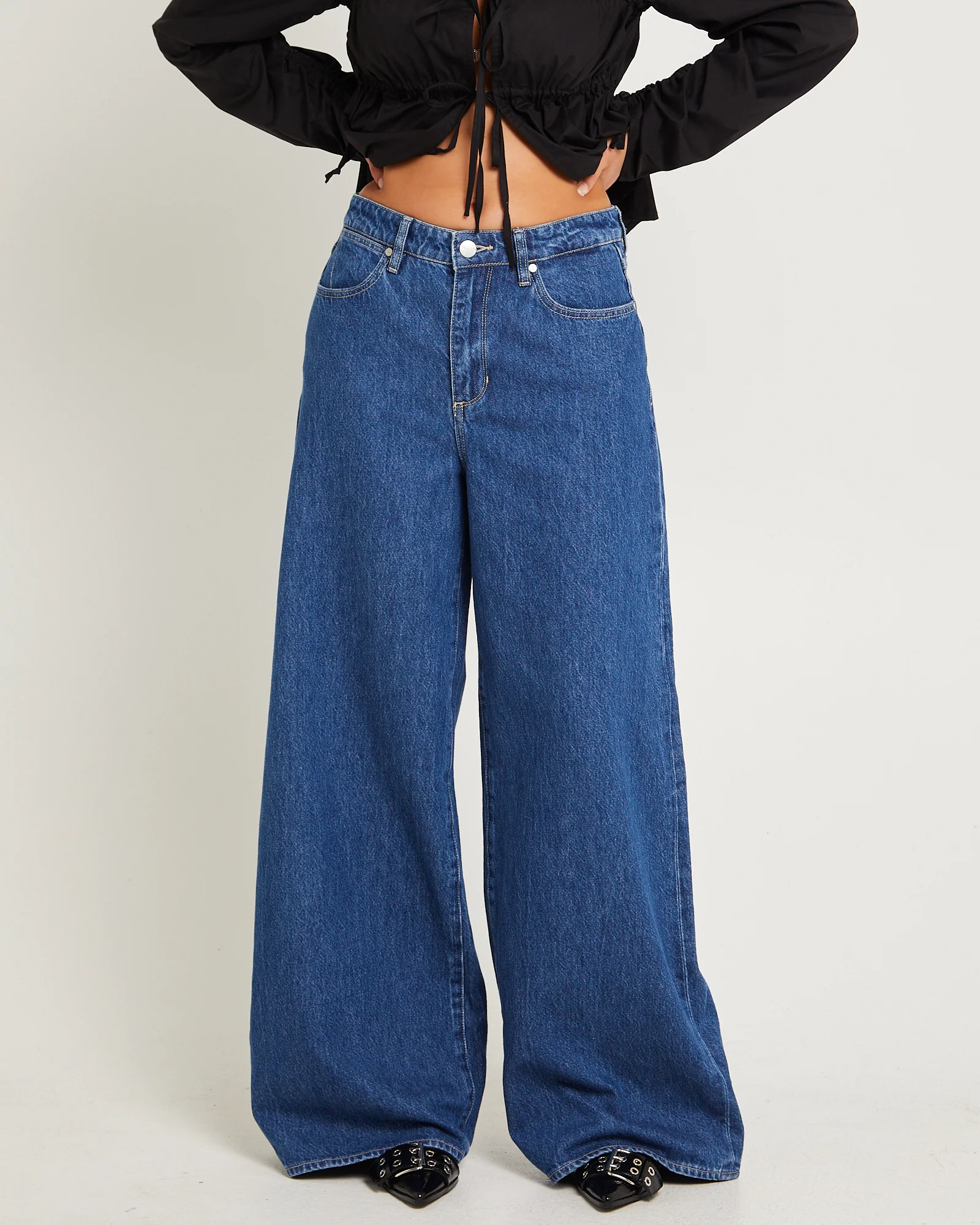 Mid Stevie Relaxed Denim Jeans Kick Drum Blue - Image 2